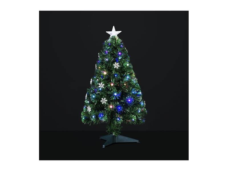 Sapin De Noël Artificiel Fibre Optique PVC Multicolore H 90 cm -