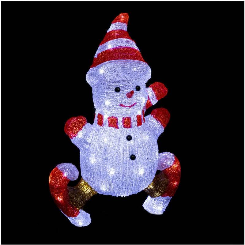 Bonhomme de neige avec patins acrylique blanc rouge H 50 cm – FÉÉRIC CHRISTMAS