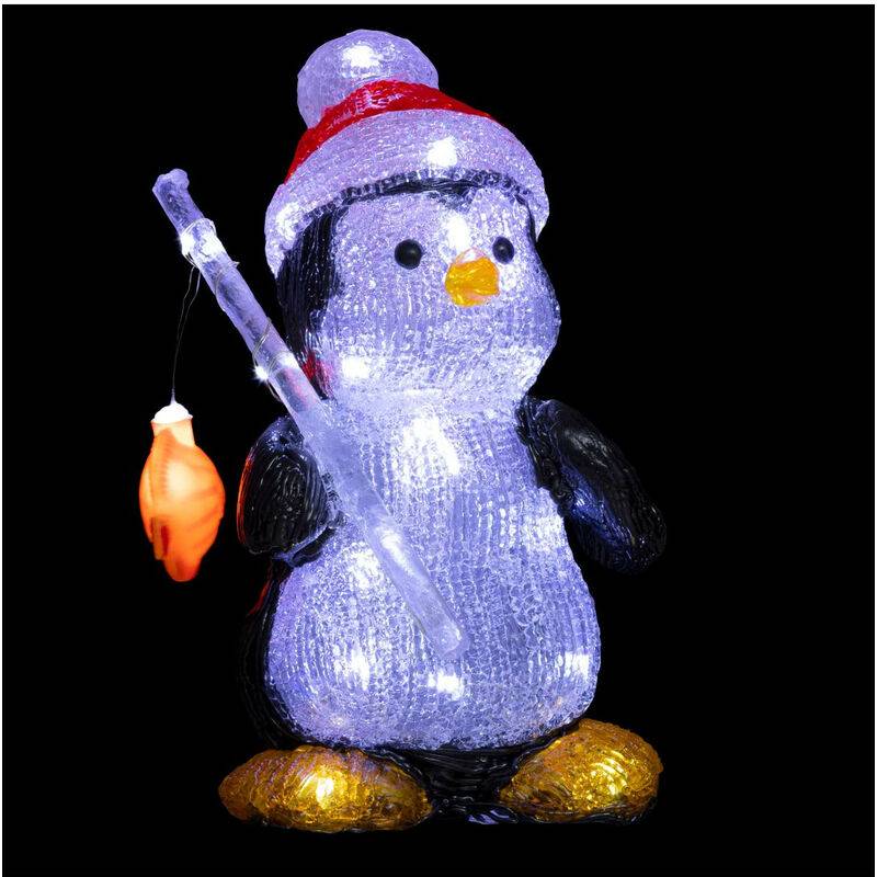Déco lumineuse pingouin pêcheur acrylique blanc H 25 cm – FEERIC LIGHTS & CHRISTMAS
