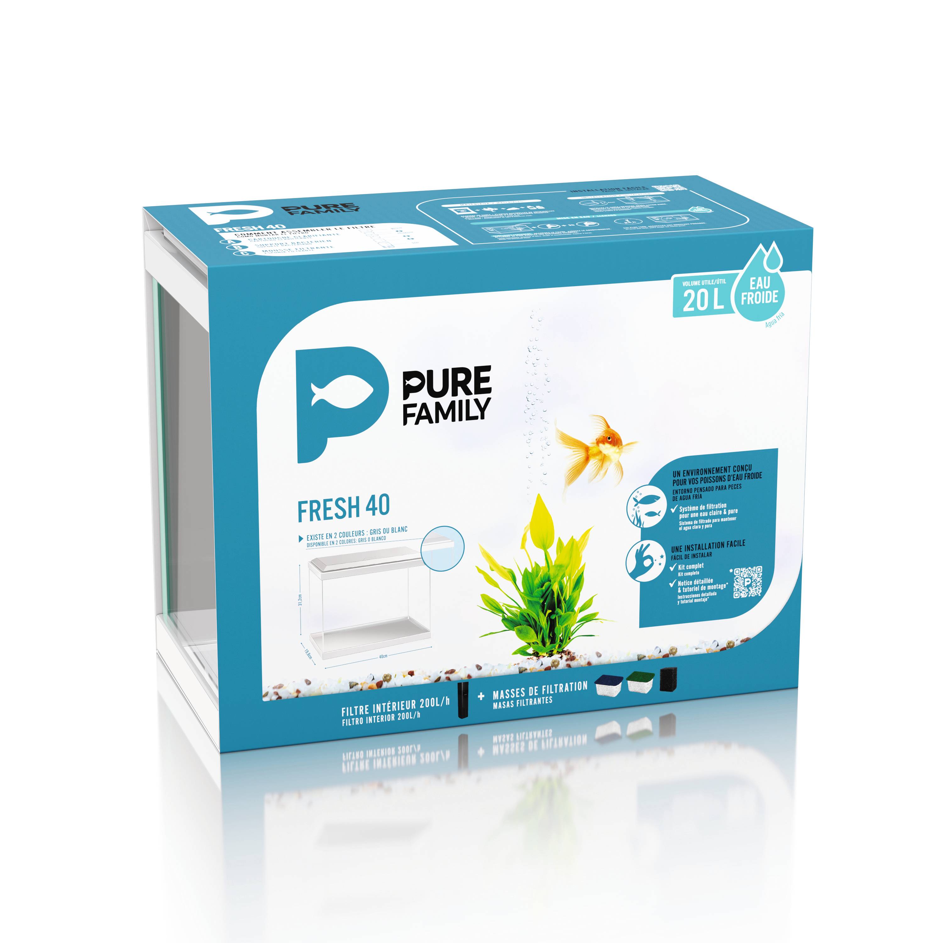 Pure Family - Aquarium pour poisson Fresh 40 blanc 20 L - Pure Family - Image 7