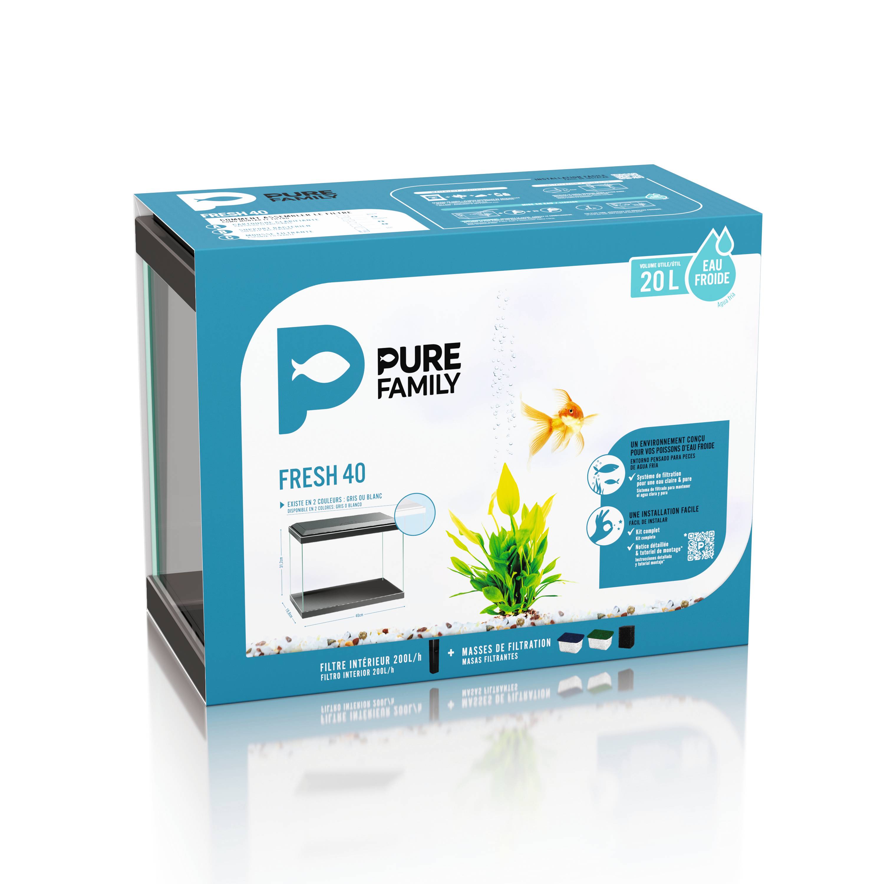 Pure Family - Aquarium pour poisson Fresh 40 blanc 20 L - Pure Family - Image 6