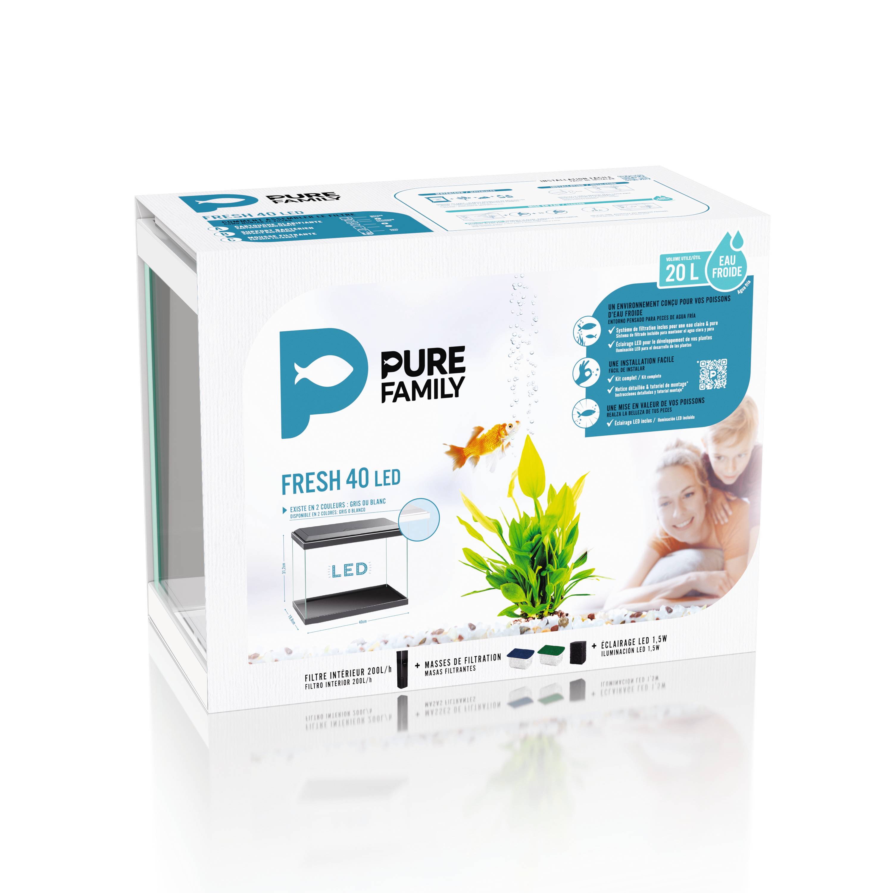 Pure Family - Aquarium pour poisson Fresh 40 Led blanc 20 L - Pure Family - Image 7