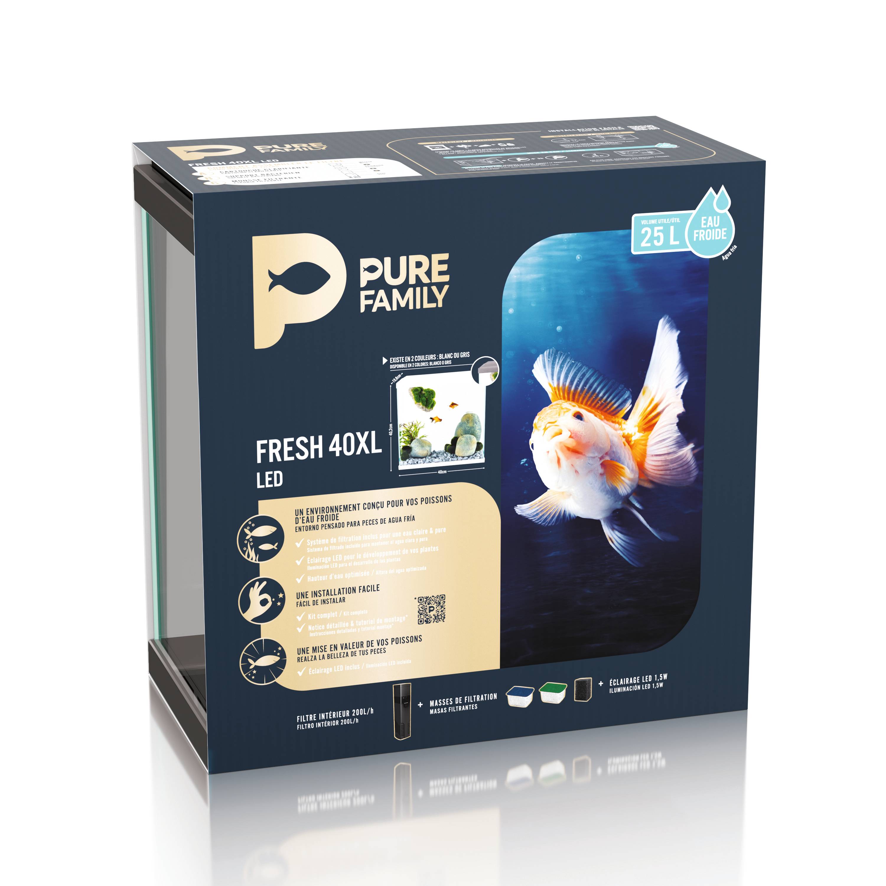 Pure Family - Aquarium pour poisson Fresh 40 XL Led gris 25 L - PURE FAMILY - Image 10