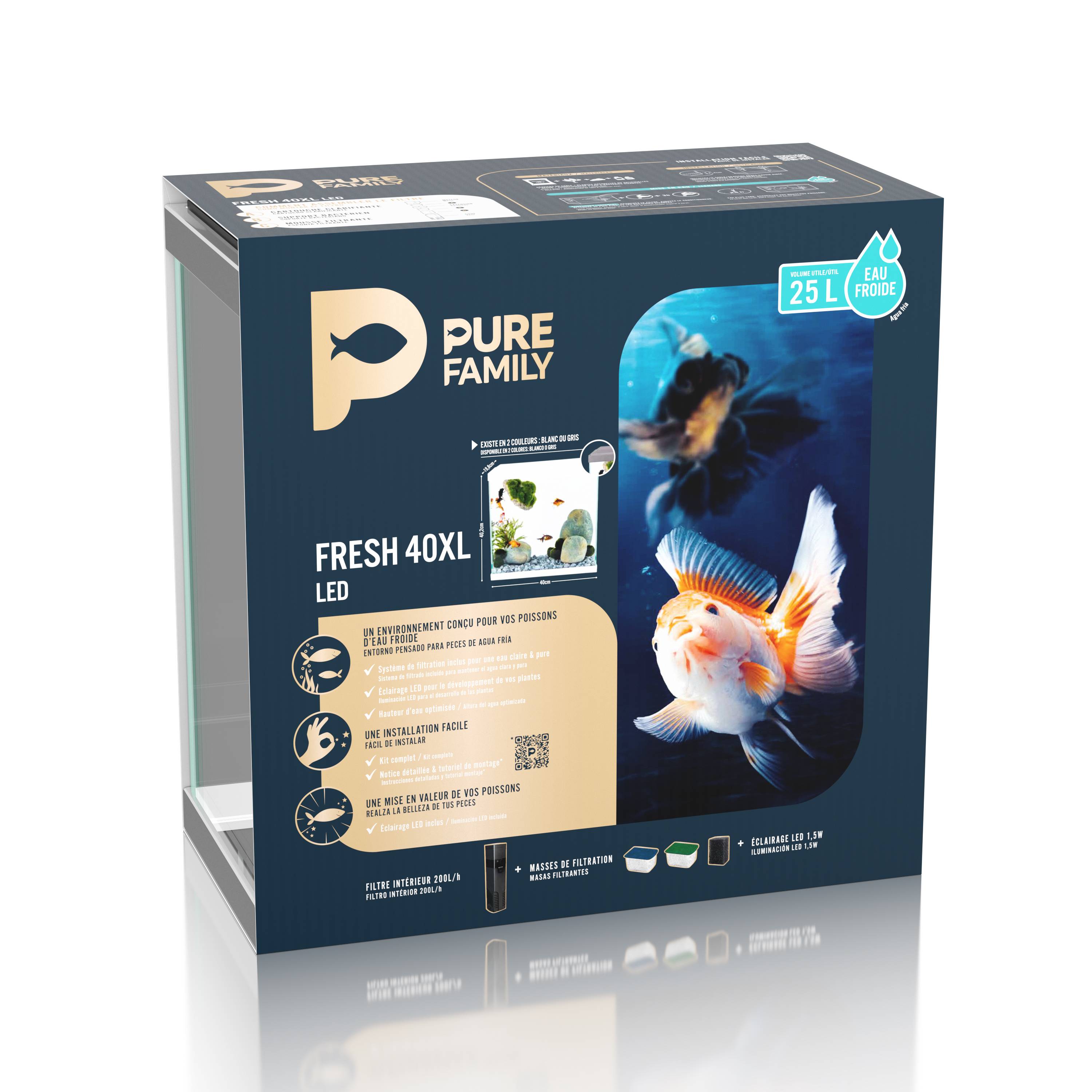 Pure Family - Aquarium pour poisson Fresh 40 XL Led blanc 25 L - Pure Family - Image 2