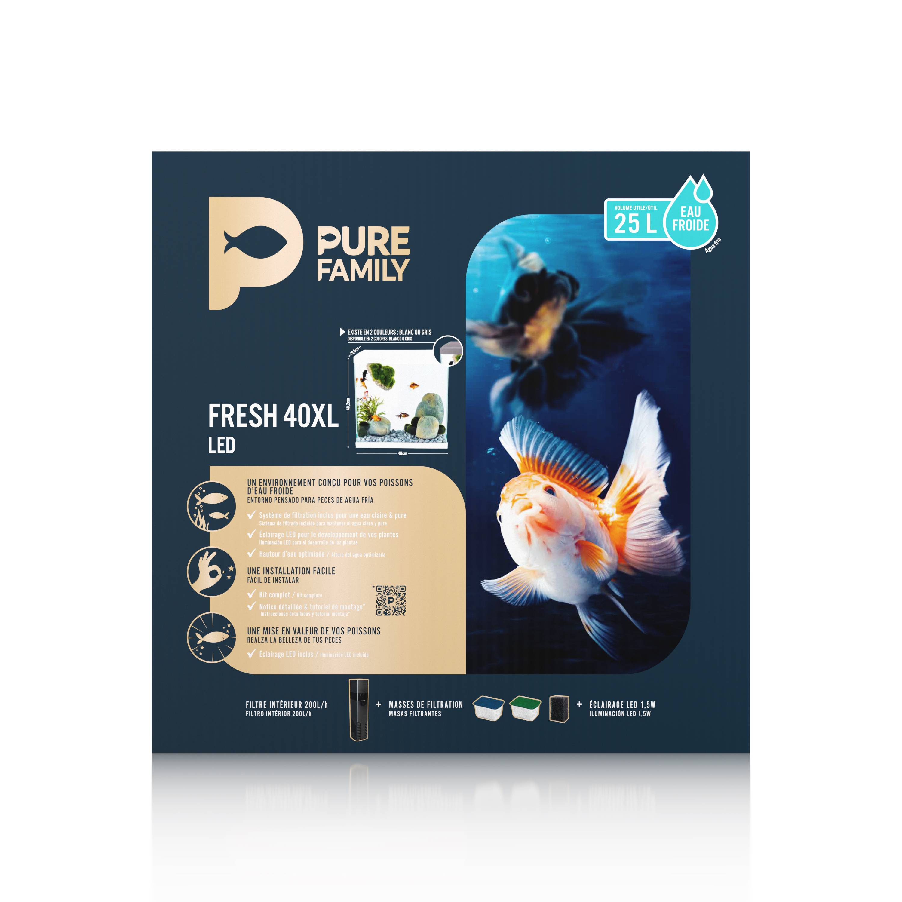 Pure Family - Aquarium pour poisson Fresh 40 XL Led blanc 25 L - Pure Family - Image 3