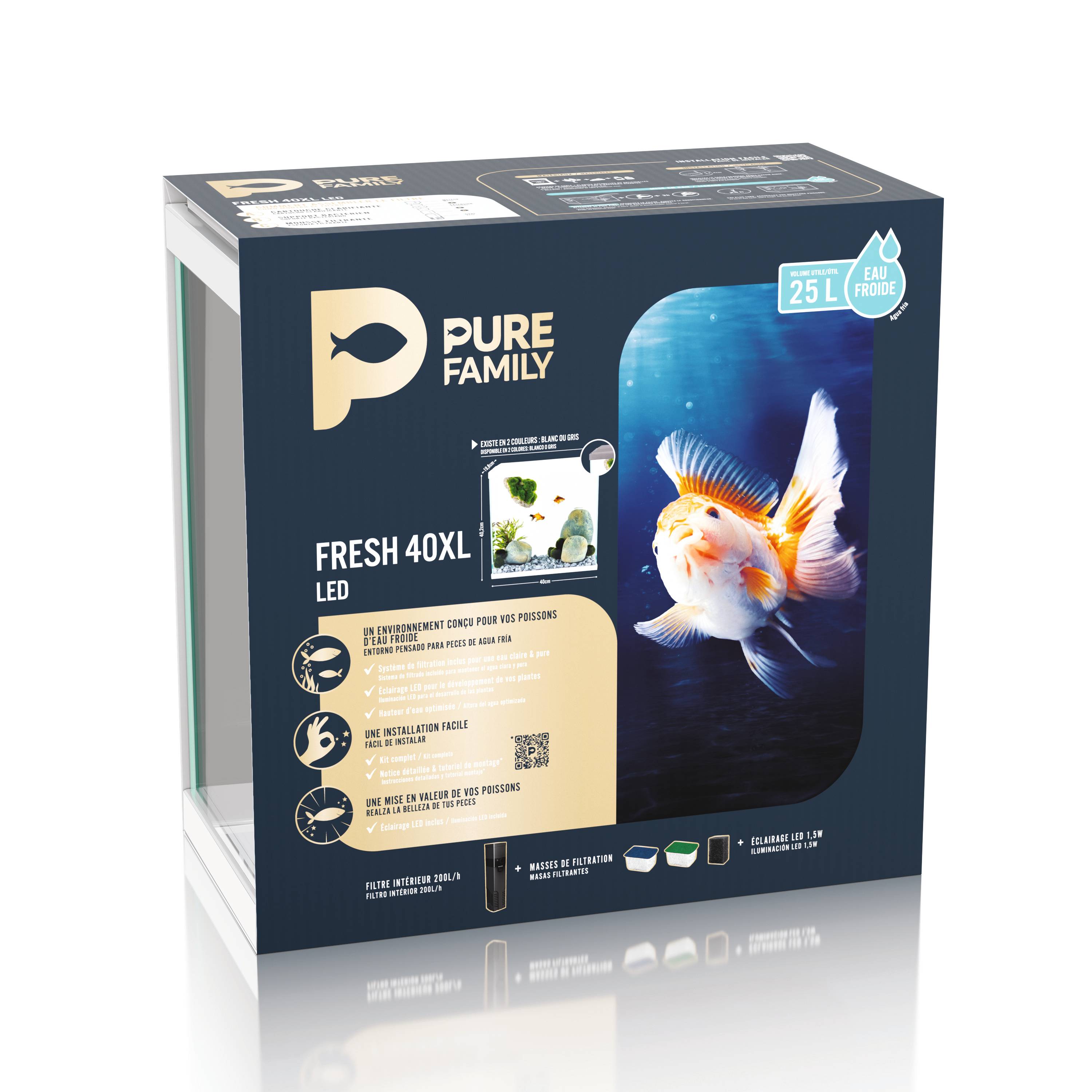 Pure Family - Aquarium pour poisson Fresh 40 XL Led blanc 25 L - Pure Family - Image 6