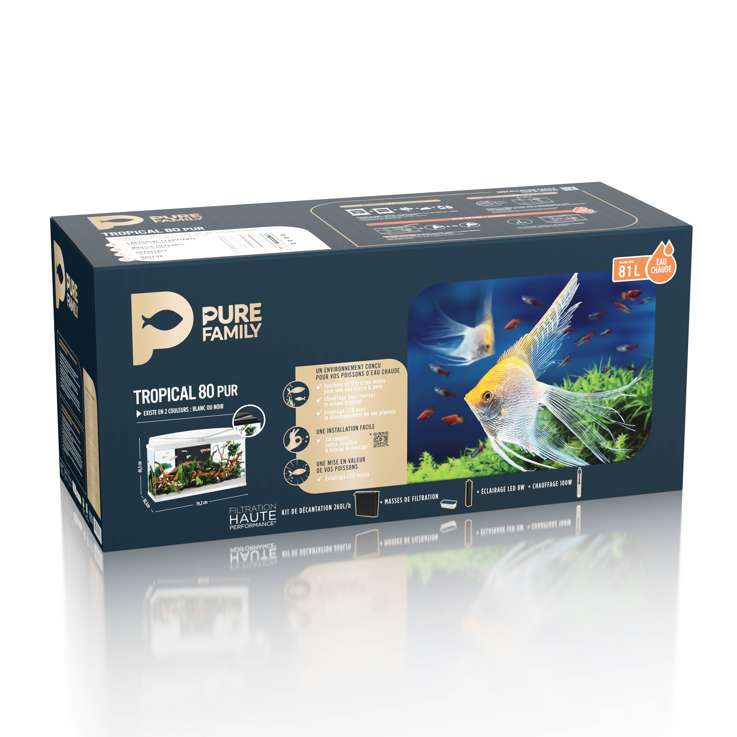 Pure Family - Aquarium pour poisson Tropical 80 Noir 81L - Pure Family - Image 5