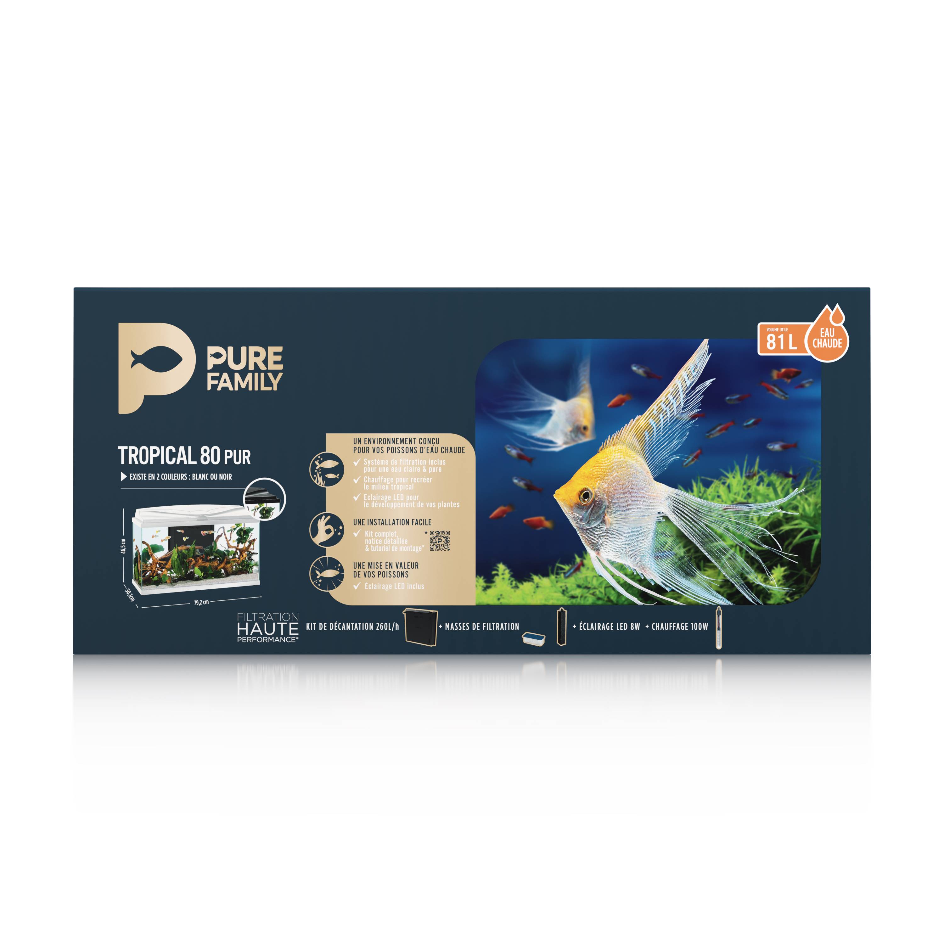 Pure Family - Aquarium pour poisson Tropical 80 Noir 81L - Pure Family - Image 6