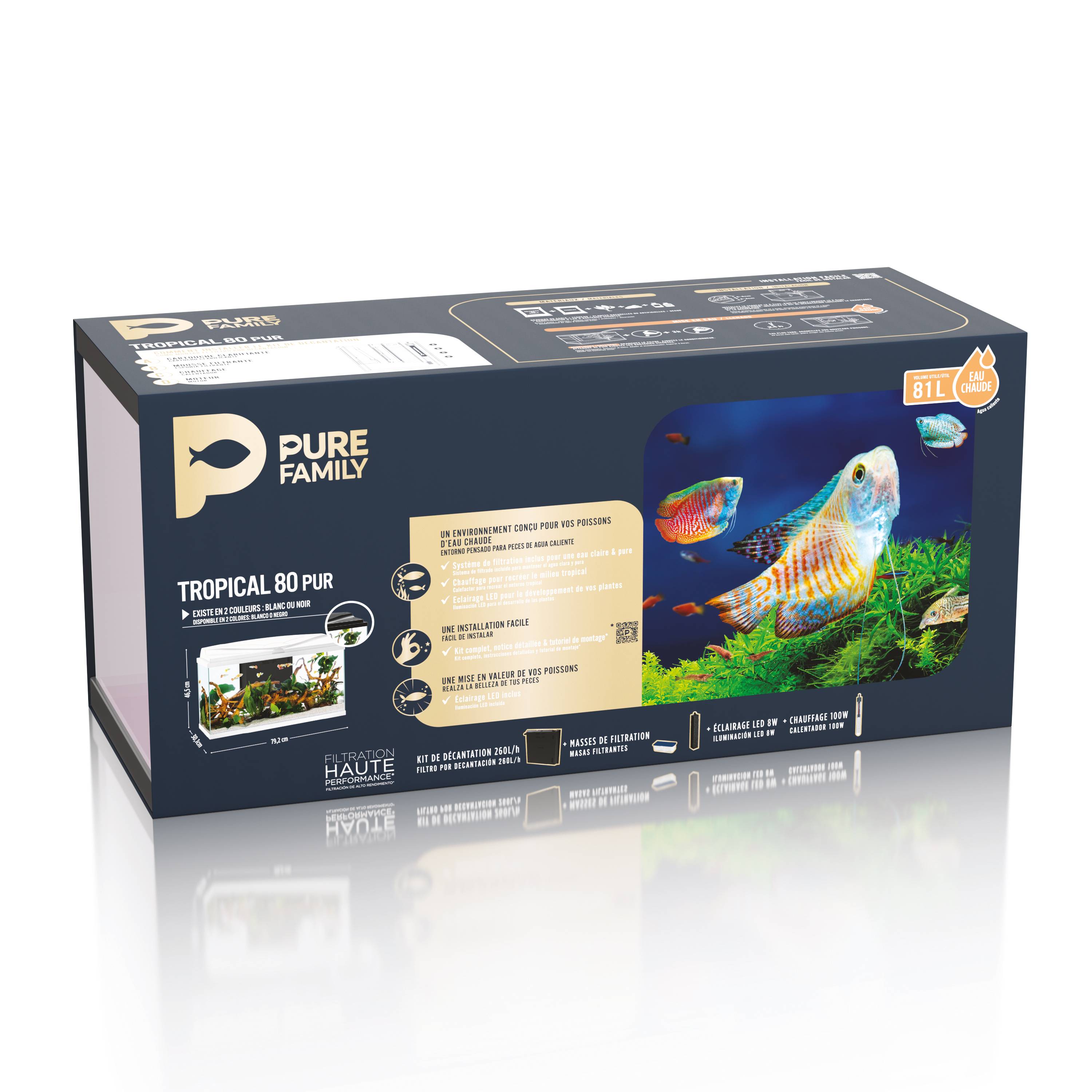 Pure Family - Aquarium pour poisson Tropical 80 Blanc 81L - Pure Family - Image 9