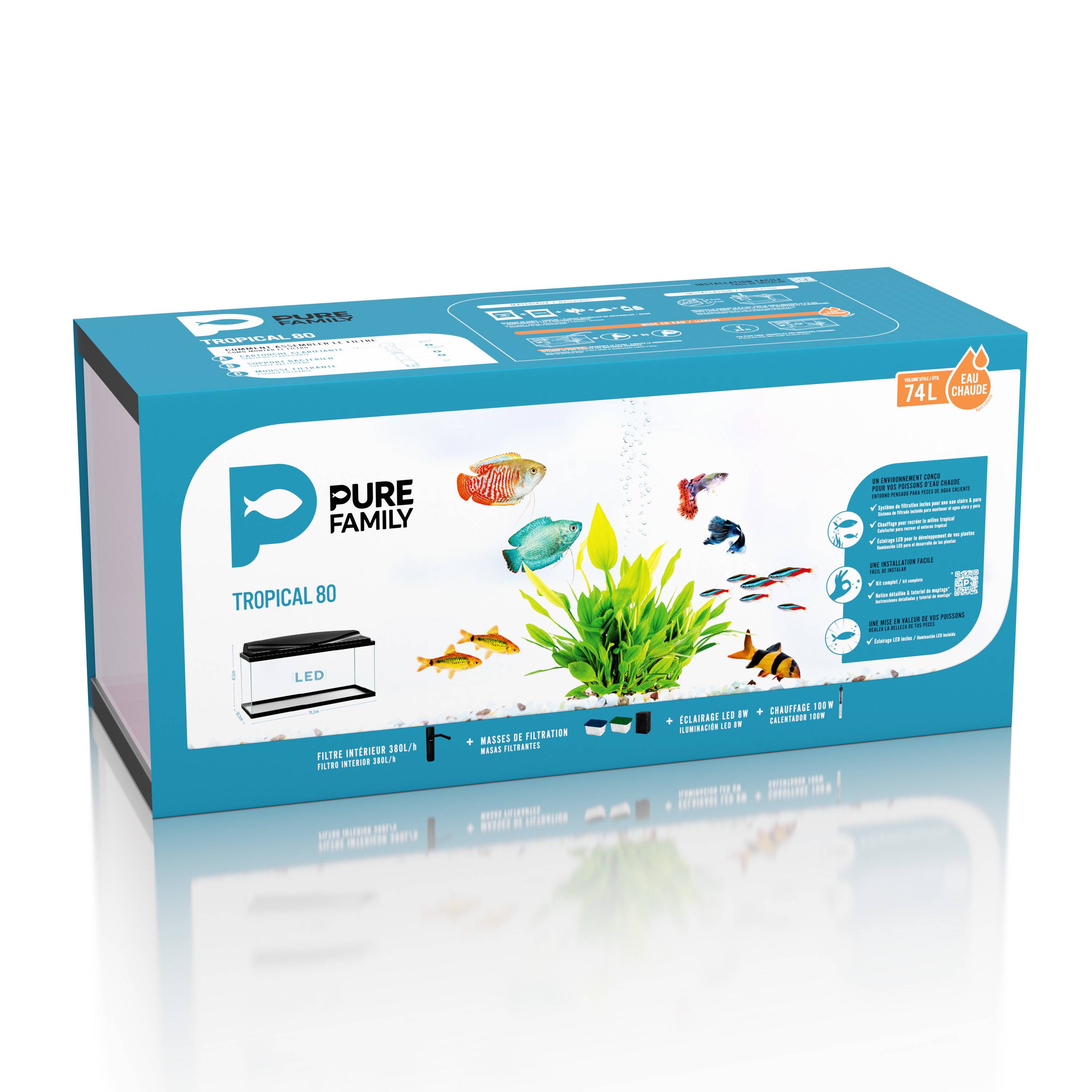Pure Family - Aquarium pour poisson Tropical 80 noir 74 L - Pure Family - Image 7