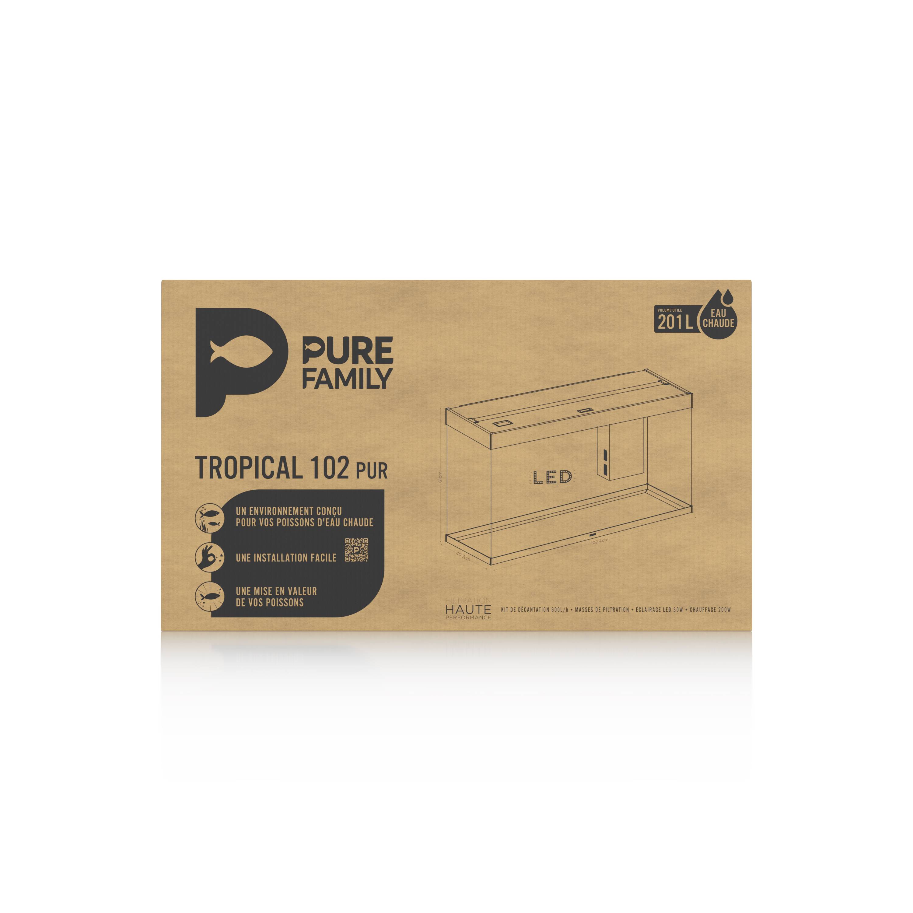 Pure Family - Aquarium pour poisson Tropical 102 XL noir 201 L - Pure Family - Image 6