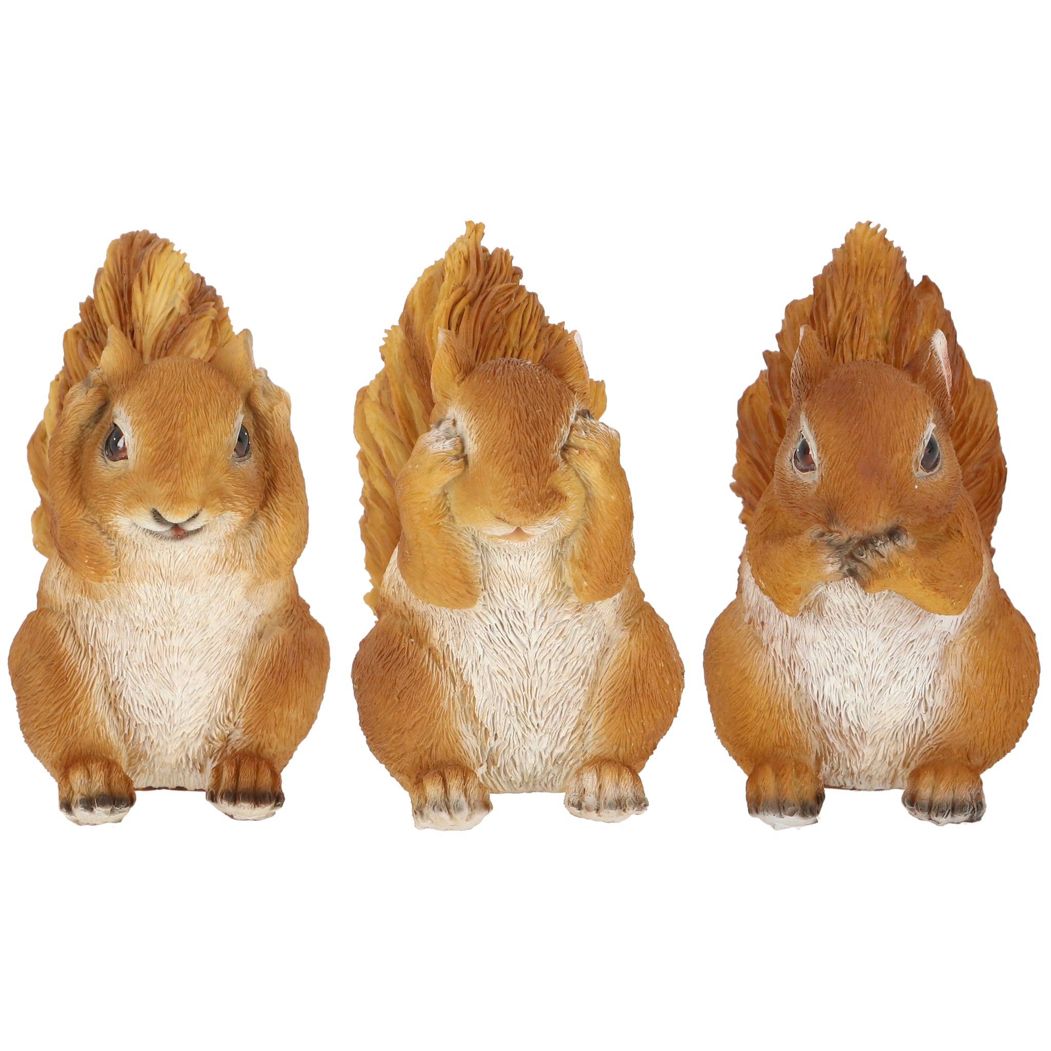 Écureuils expressifs Statue de jardin Résine Lot de 3 - ESSCHERT DESIGN