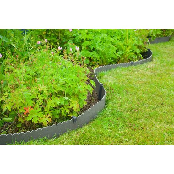 Bordure de jardin décorative 2 motifs PE recyclé gris 12 m H 13 cm – NATURE - Image 9