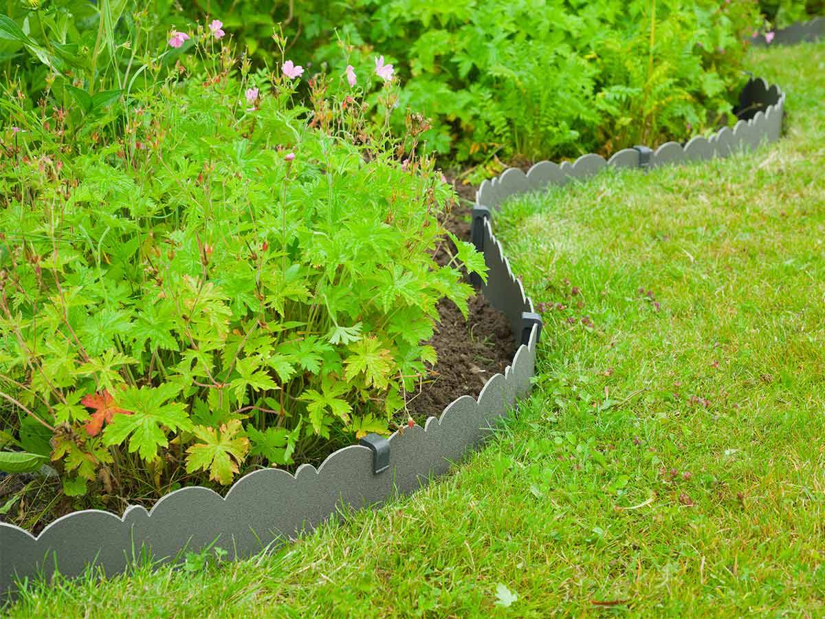Bordure de jardin décorative 2 motifs PE recyclé gris 12 m H 13 cm – NATURE - Image 10