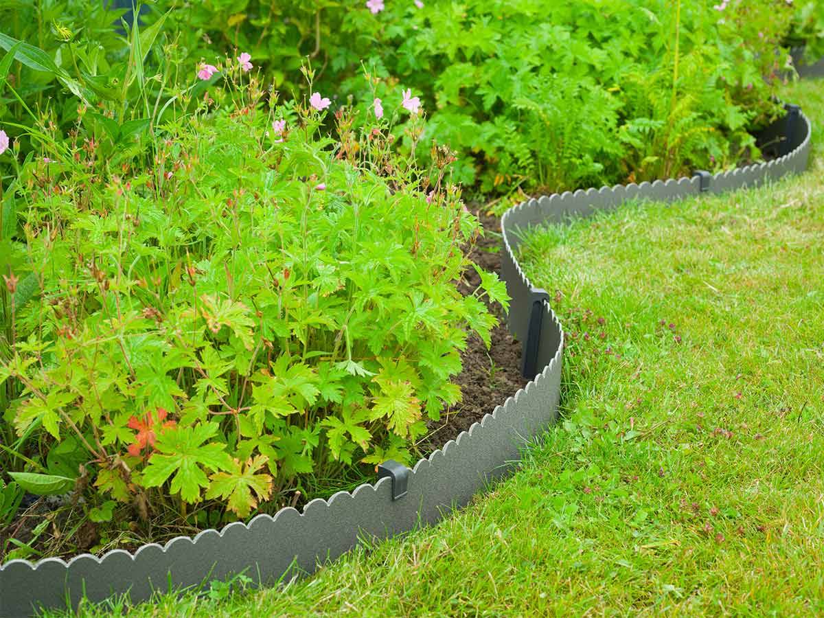 Bordure de jardin décorative 2 motifs PE recyclé gris 12 m H 13 cm – NATURE - Image 7