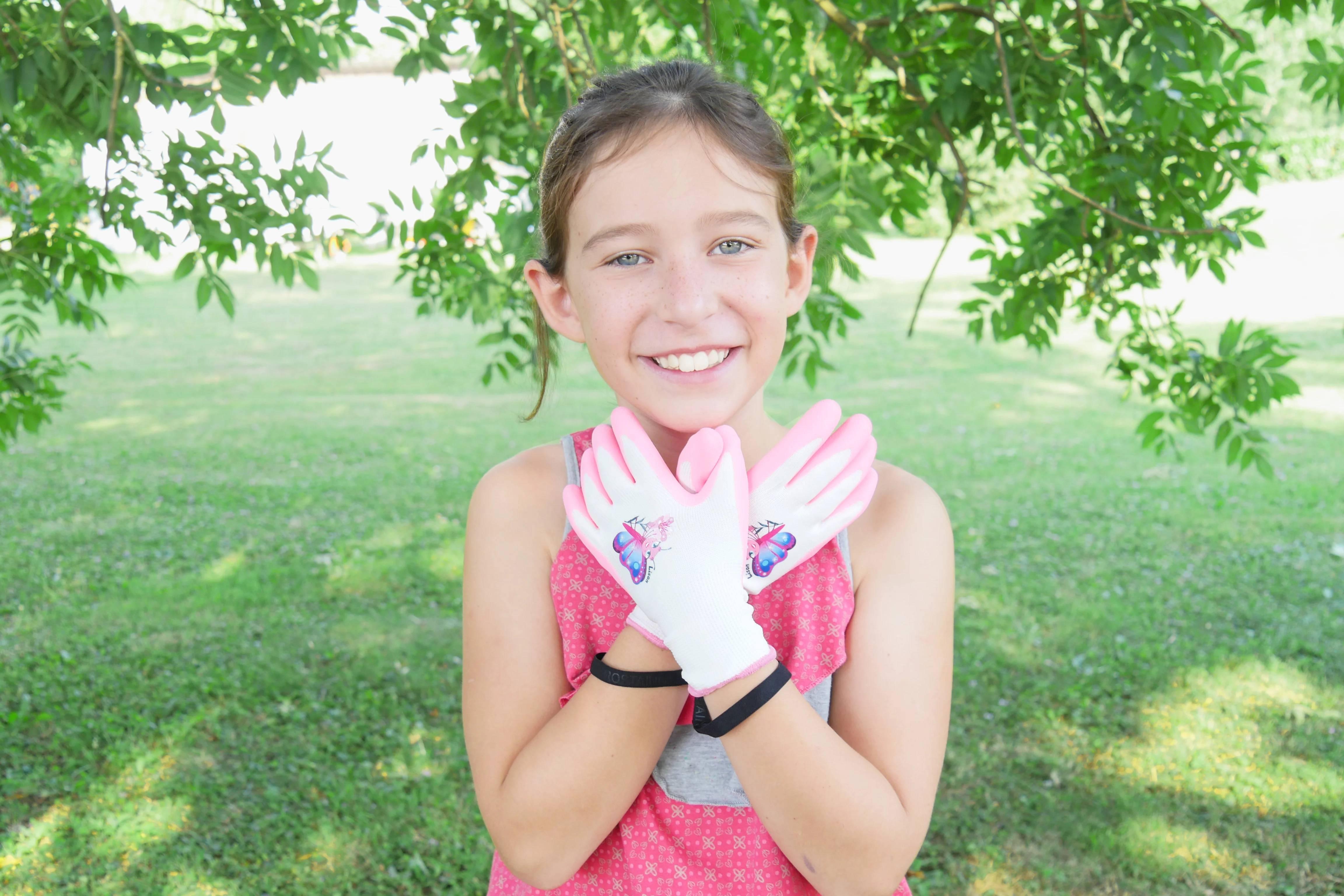 Rostaing - Gants Enfant Fins Rose Lison le Papillon Jardinage - 4-6 ans - Image 2