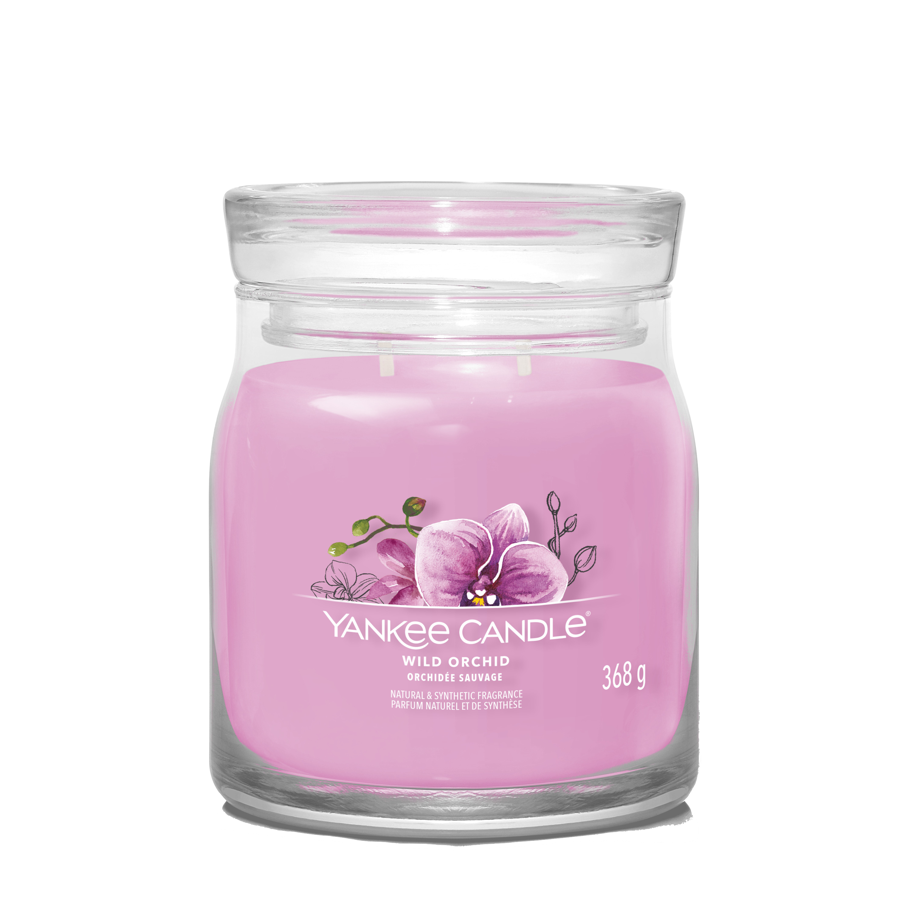 Bougie parfumée pot moyen wild orchid rose 368 gr - Yankee candle - Image 1