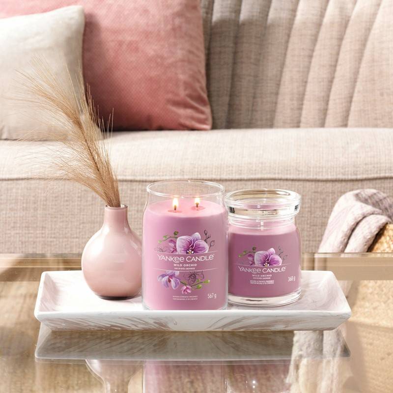 Bougie parfumée pot moyen wild orchid rose 368 gr - Yankee candle - Image 2