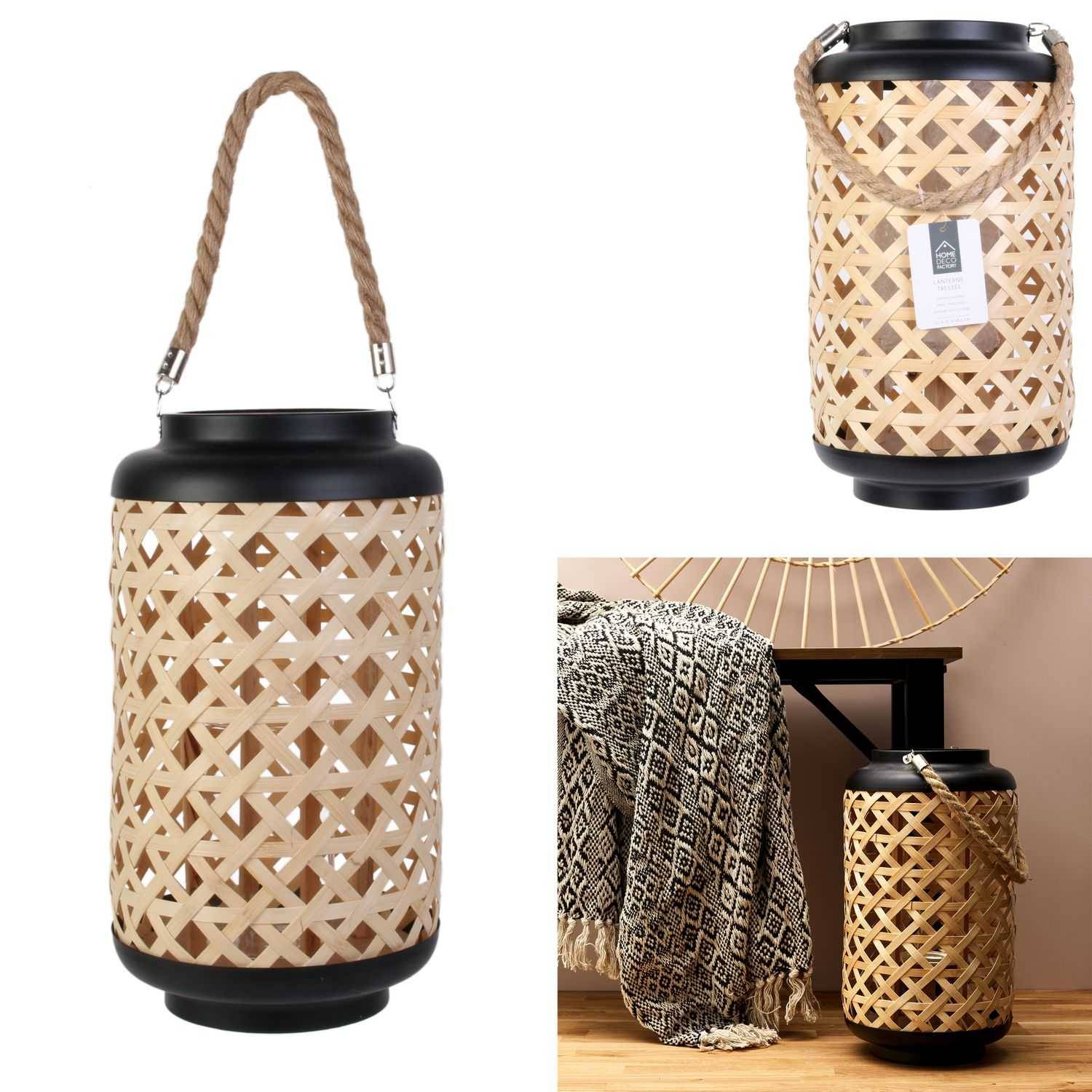 Lanterne Tressée Bambou Verre – THE HOME DECO FACTORY