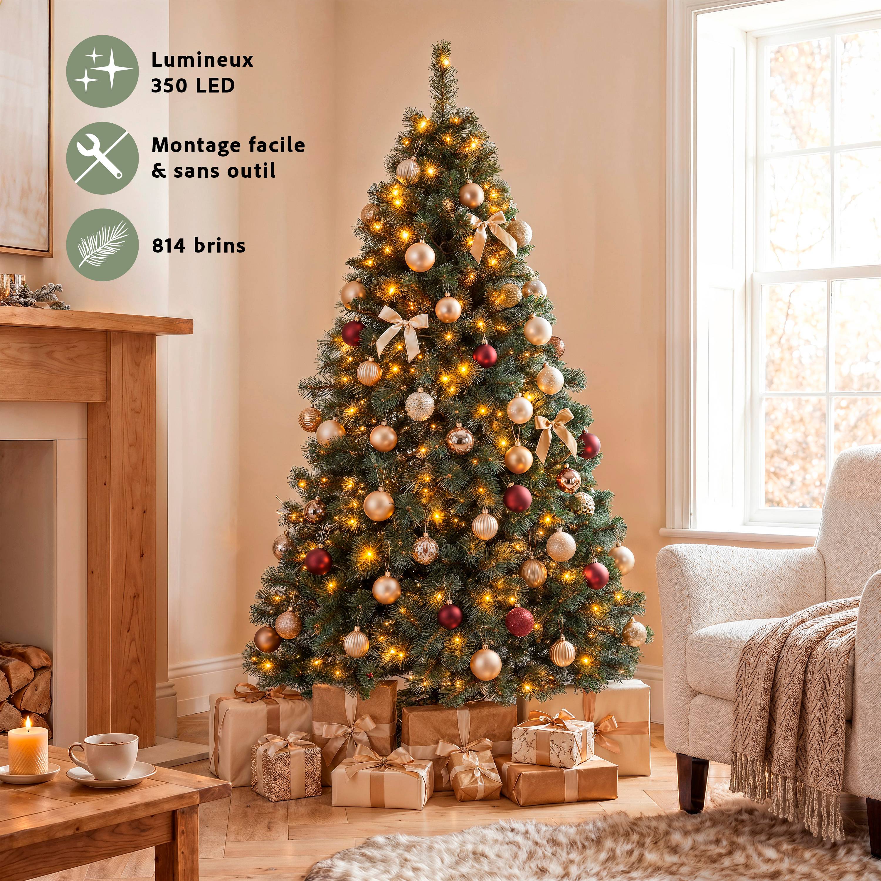 Ecloz - Sapin de Noël artificiel Huez lumineux - 180 cm - ECLOZ - Image 9