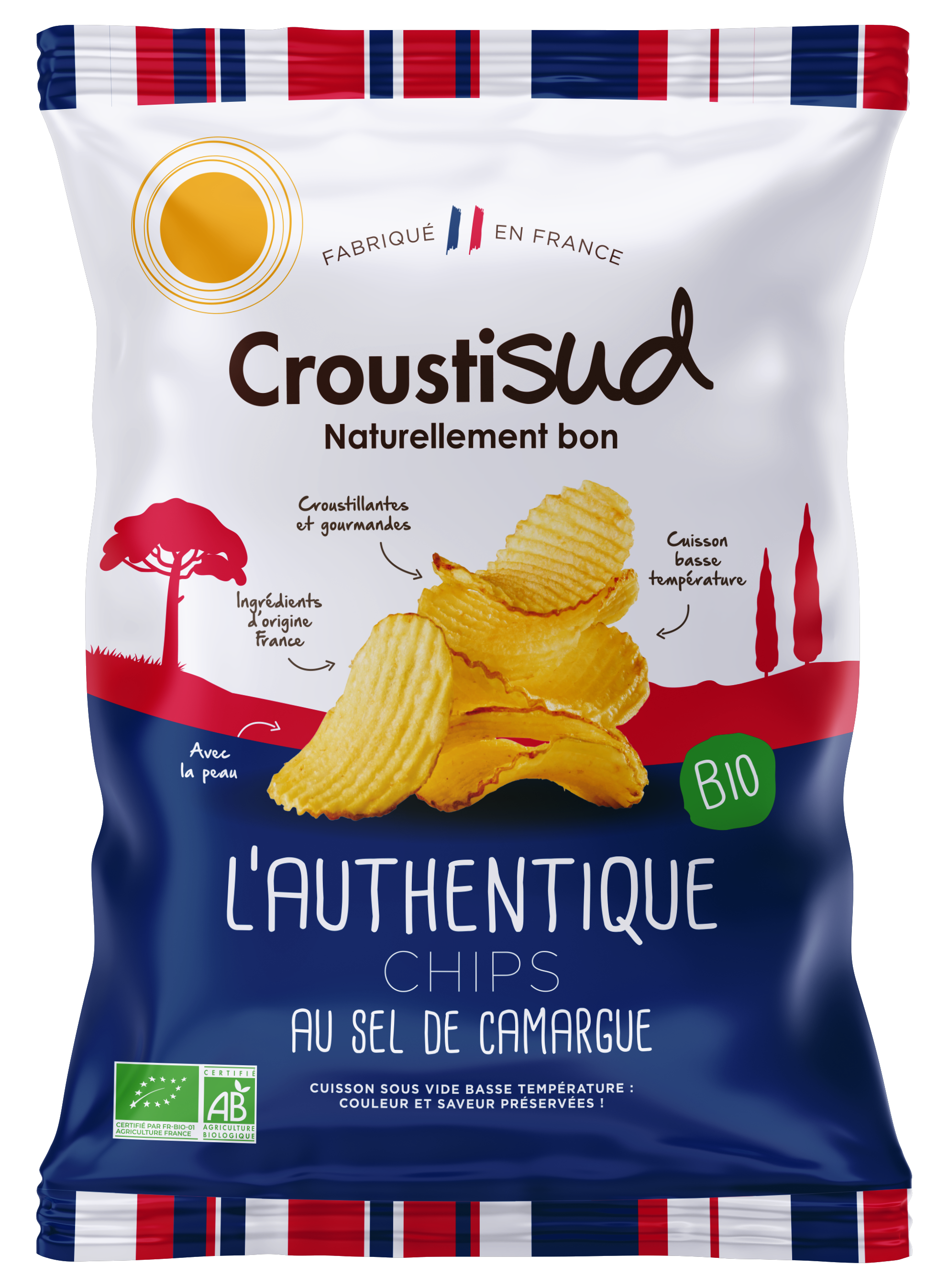 Croustisud - Chips bio de pomme de terre  "L'Authentique" 100 g - Croustisud