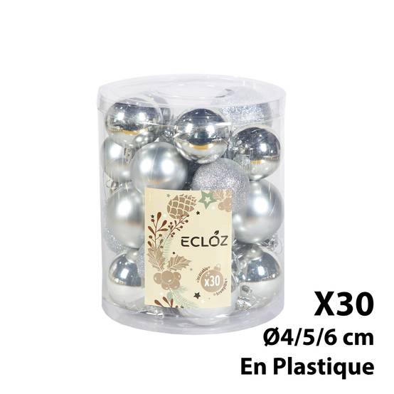 Ecloz - Lot de 30 boules de Noël incassables - argent - ECLOZ - Image 2
