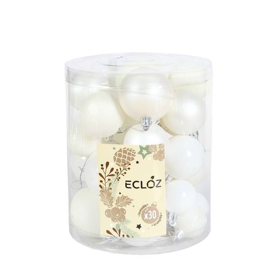 Ecloz - Lot de 30 boules de Noël incassables - blanc - ECLOZ - Image 3
