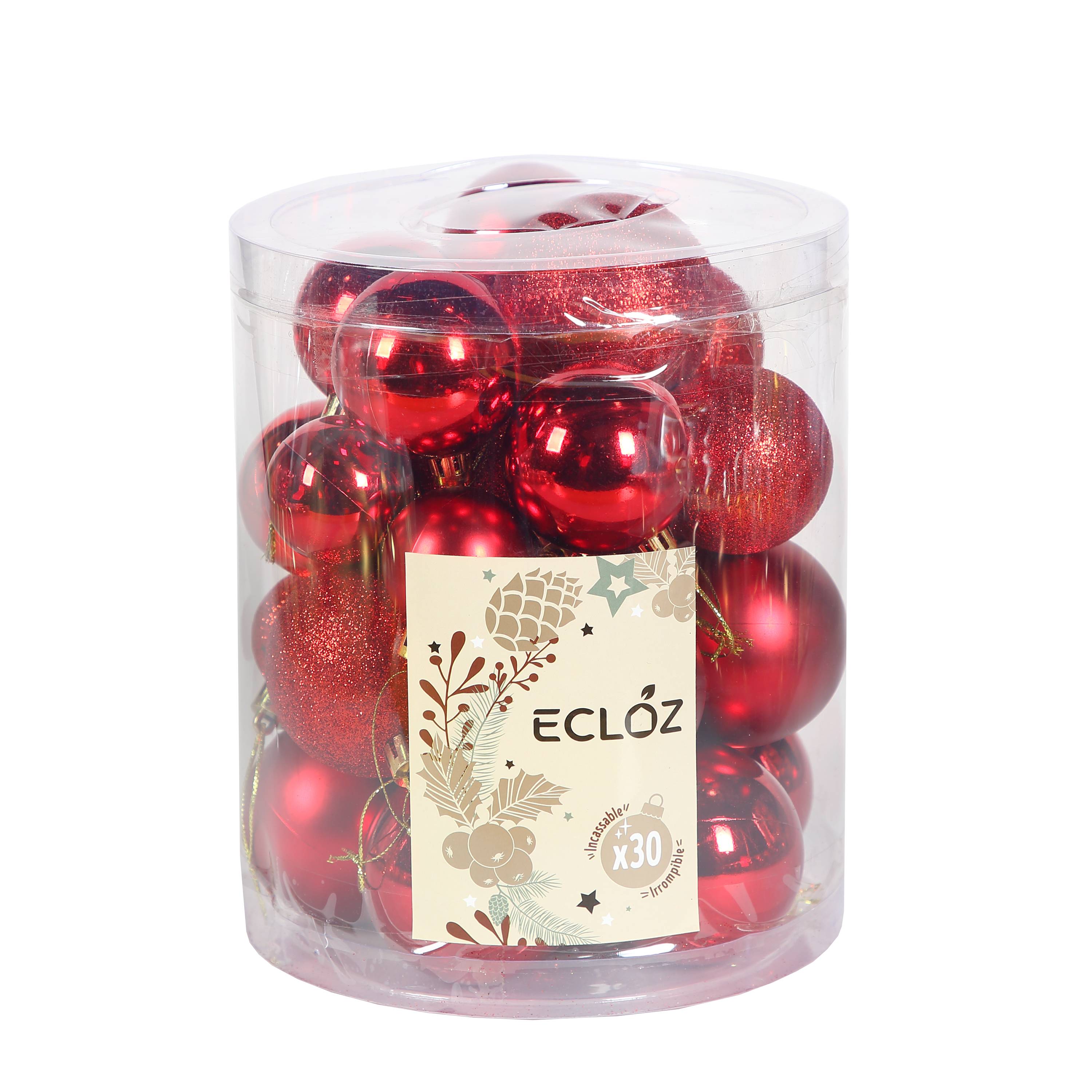 Ecloz - Lot de 30 boules de Noël incassables - rouge - ECLOZ - Image 2