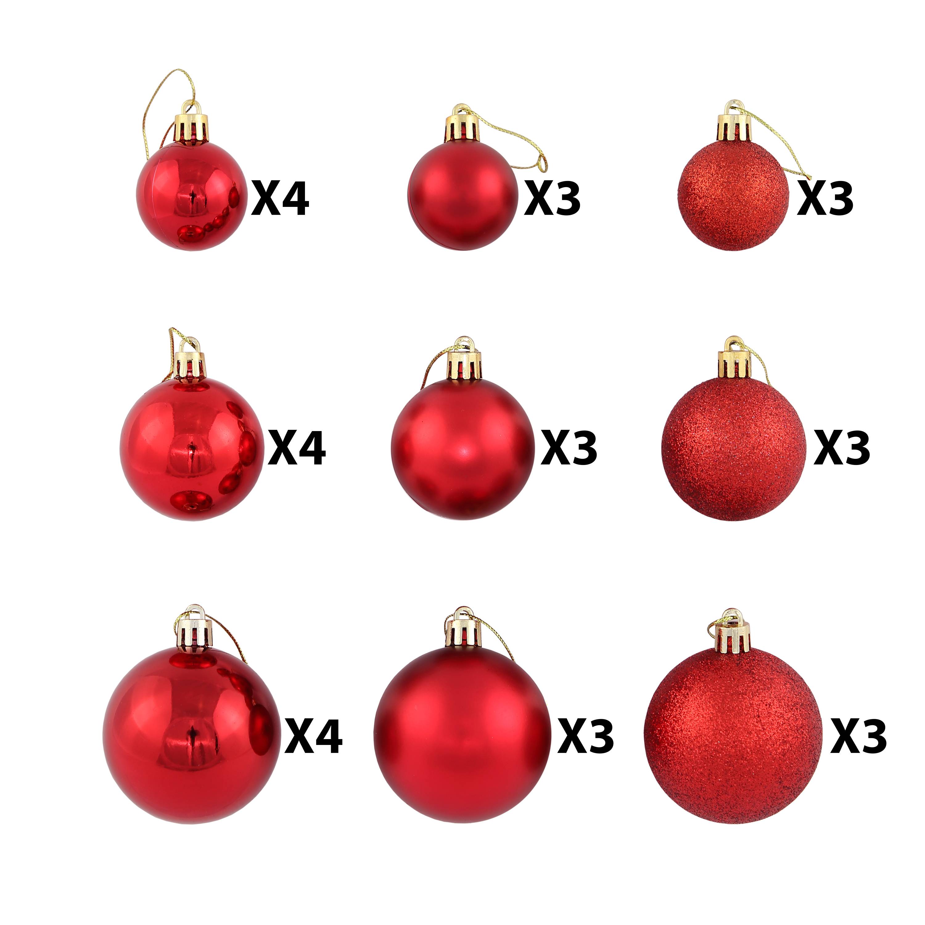 Ecloz - Lot de 30 boules de Noël incassables - rouge - ECLOZ - Image 3