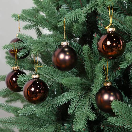 Ecloz - Lot de 8 boules de Noël en verre - marron et doré - Ø. 7 cm - ECLOZ