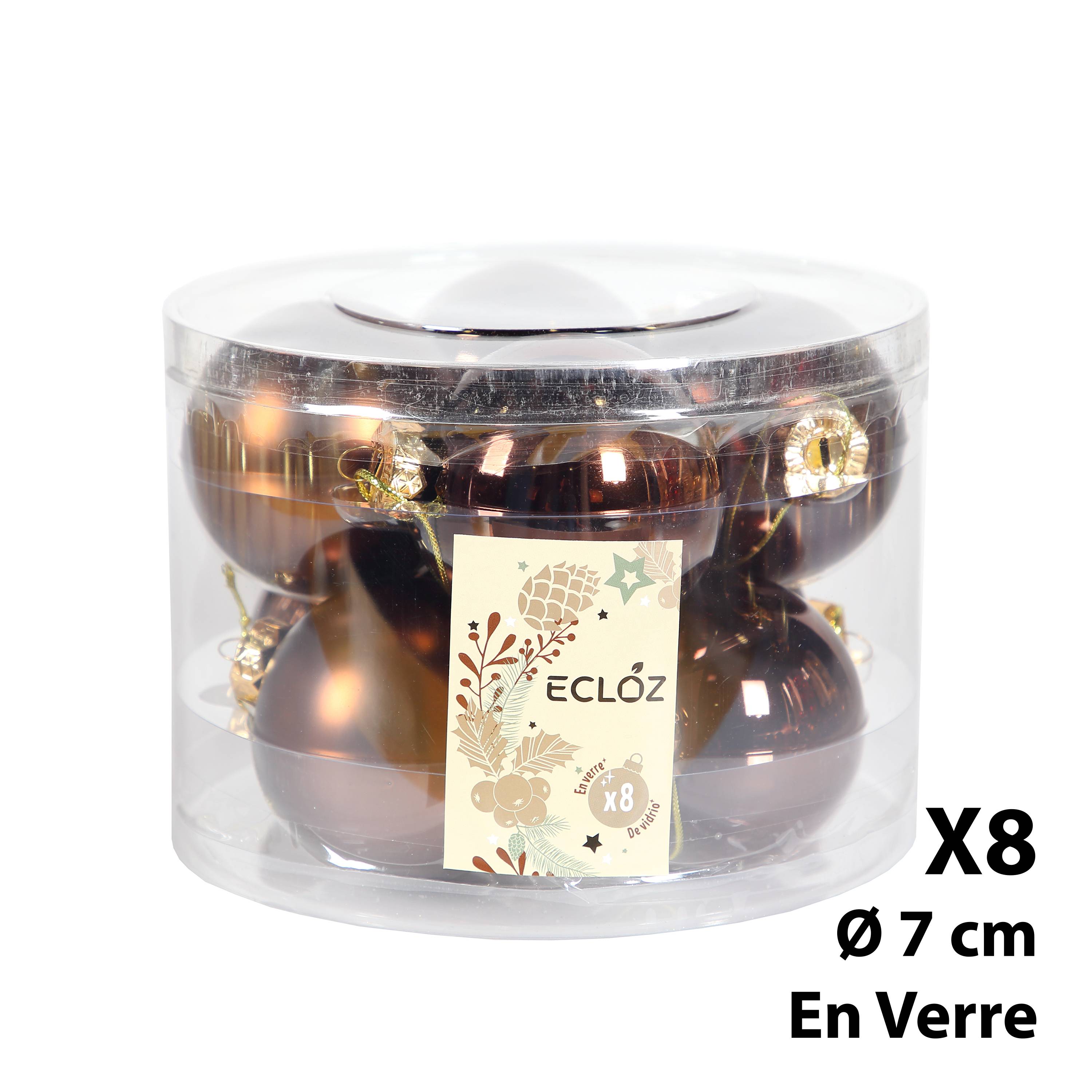 Ecloz - Lot de 8 boules de Noël en verre - marron et doré - Ø. 7 cm - ECLOZ - Image 3