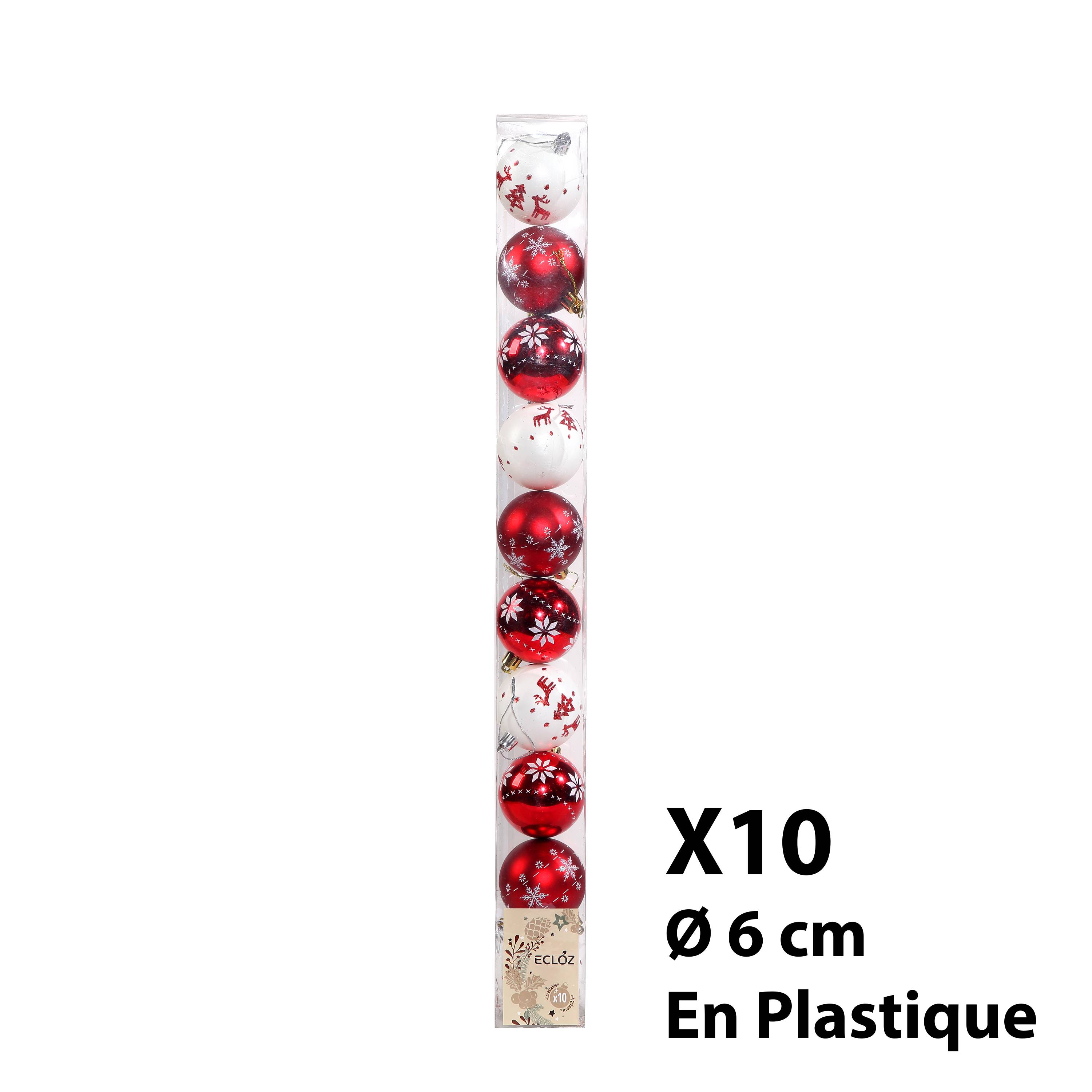 Ecloz - Tube de 10 boules de Noël incassables - coloris assortis - Ø 6 cm - ECLOZ - Image 4