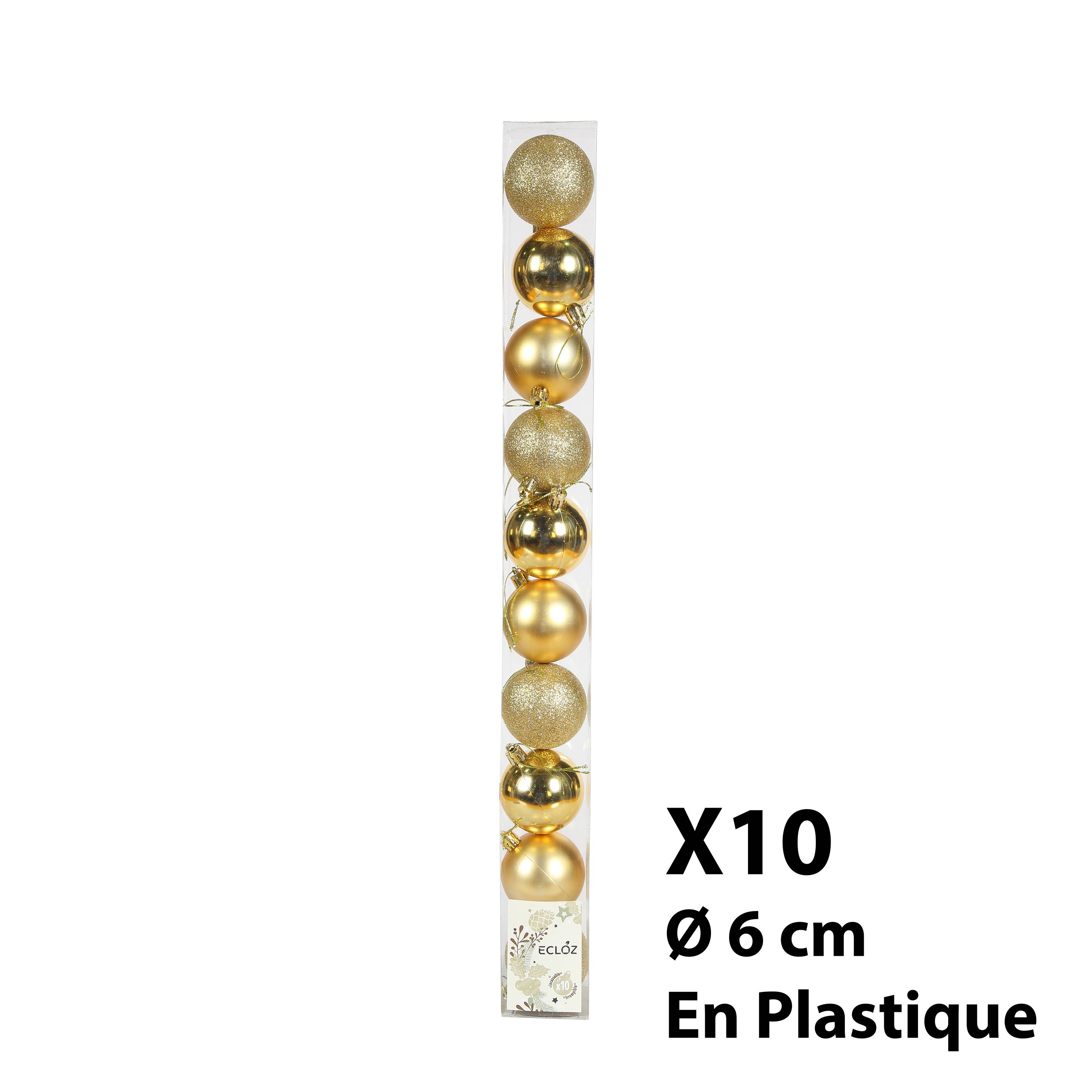 Ecloz - Tube de 10 boules de Noël incassables - doré - Ø 6 cm - ECLOZ - Image 5