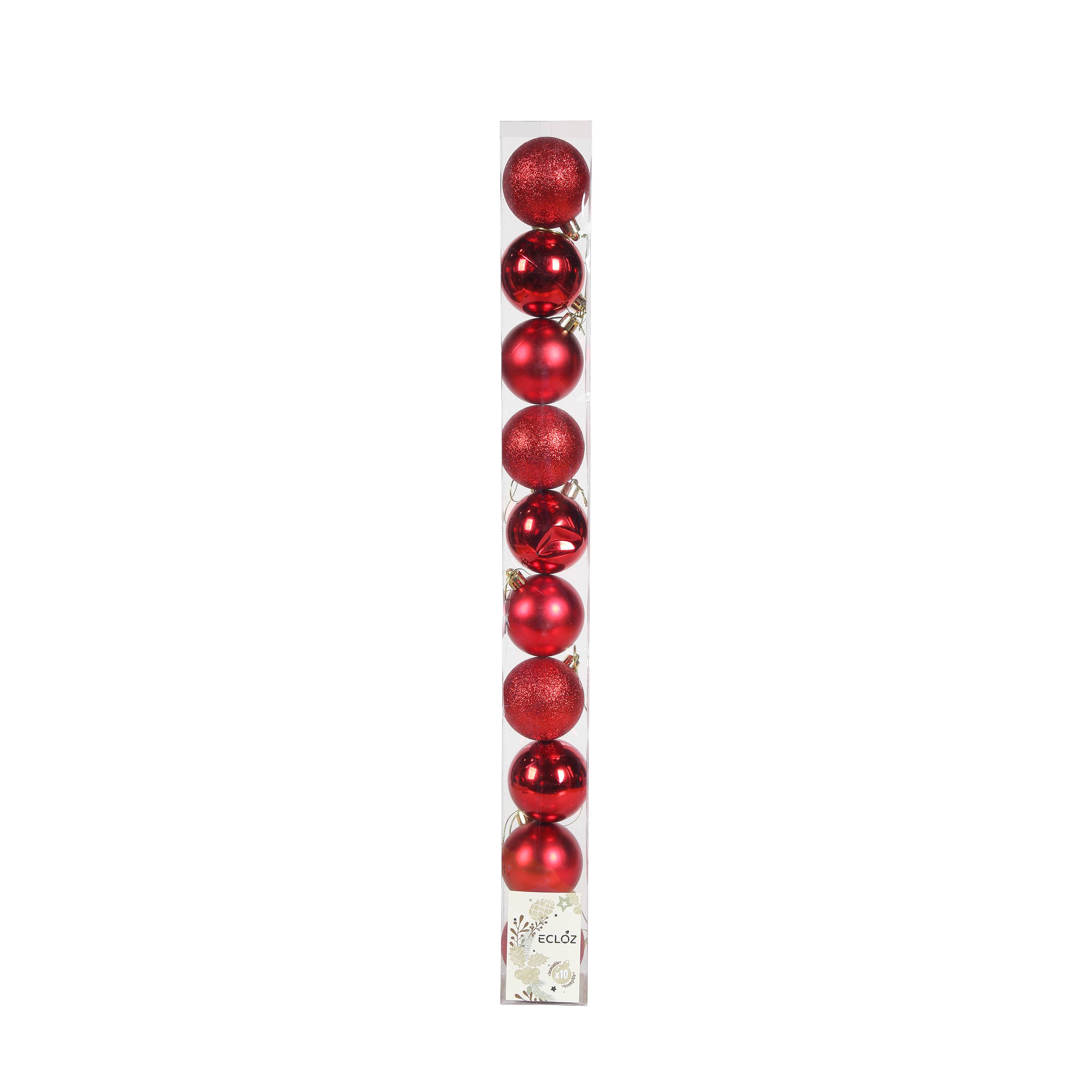Ecloz - Tube de 10 boules de Noël incassables - rouge - Ø 6 cm - ECLOZ - Image 3