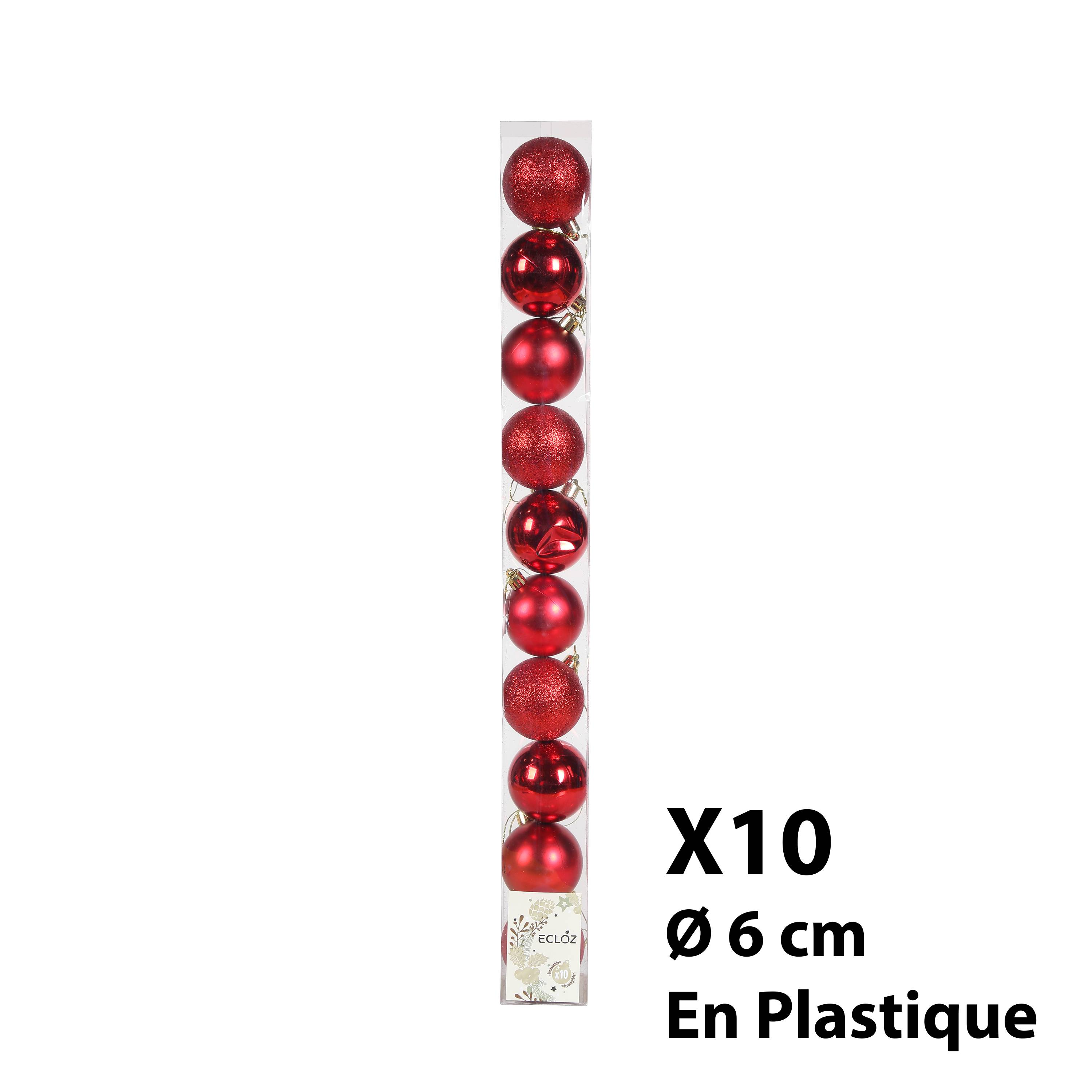 Ecloz - Lot de 10 boules de Noël incassables - rouge - Ø. 6 cm - ECLOZ - Image 4
