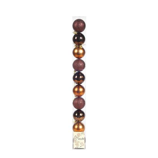 Ecloz - Tube de 10 boules de Noël incassables - marron - Ø 6 cm - ECLOZ - Image 5