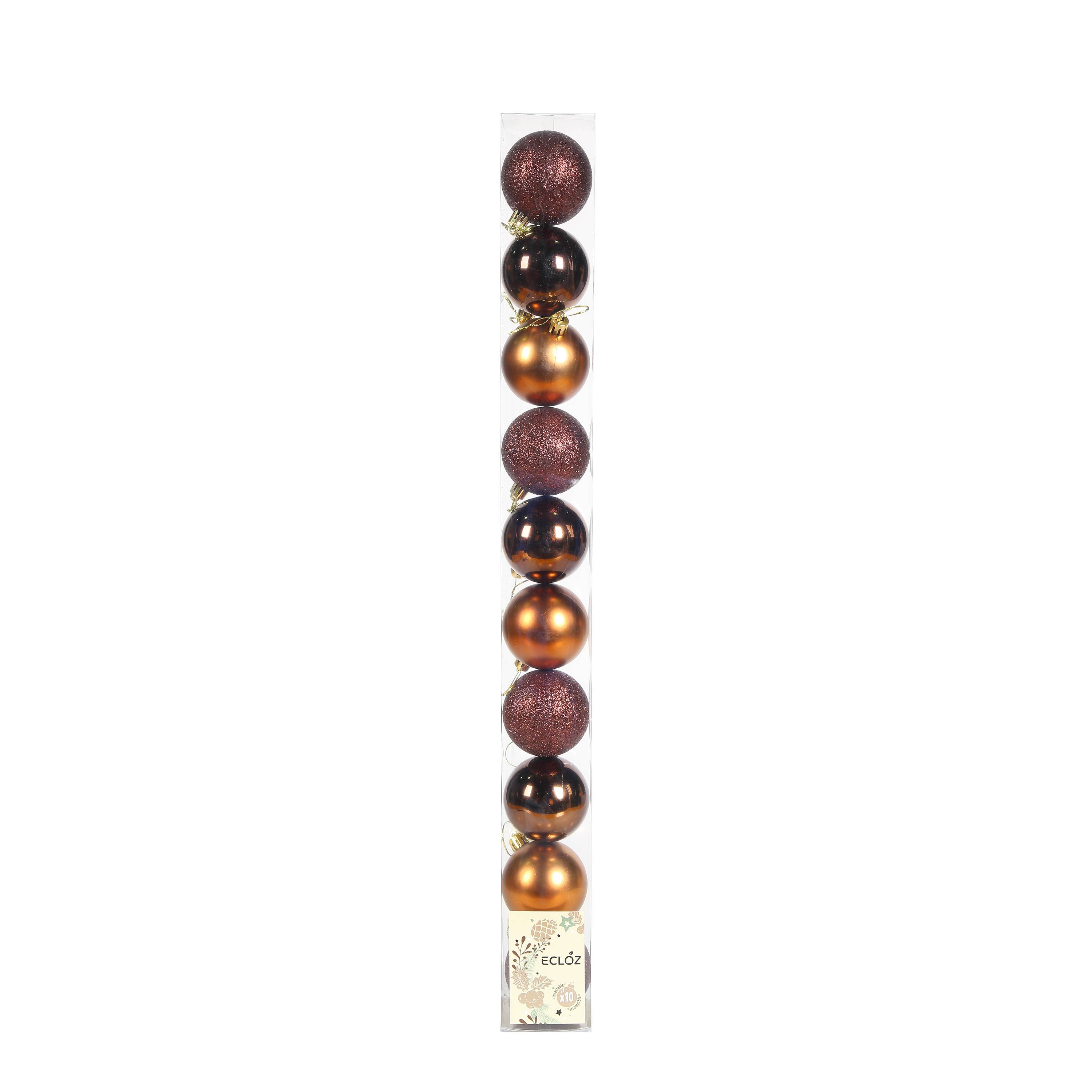 Ecloz - Tube de 10 boules de Noël incassables - marron - Ø 6 cm - ECLOZ - Image 5