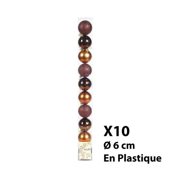 Ecloz - Tube de 10 boules de Noël incassables - marron - Ø 6 cm - ECLOZ - Image 4