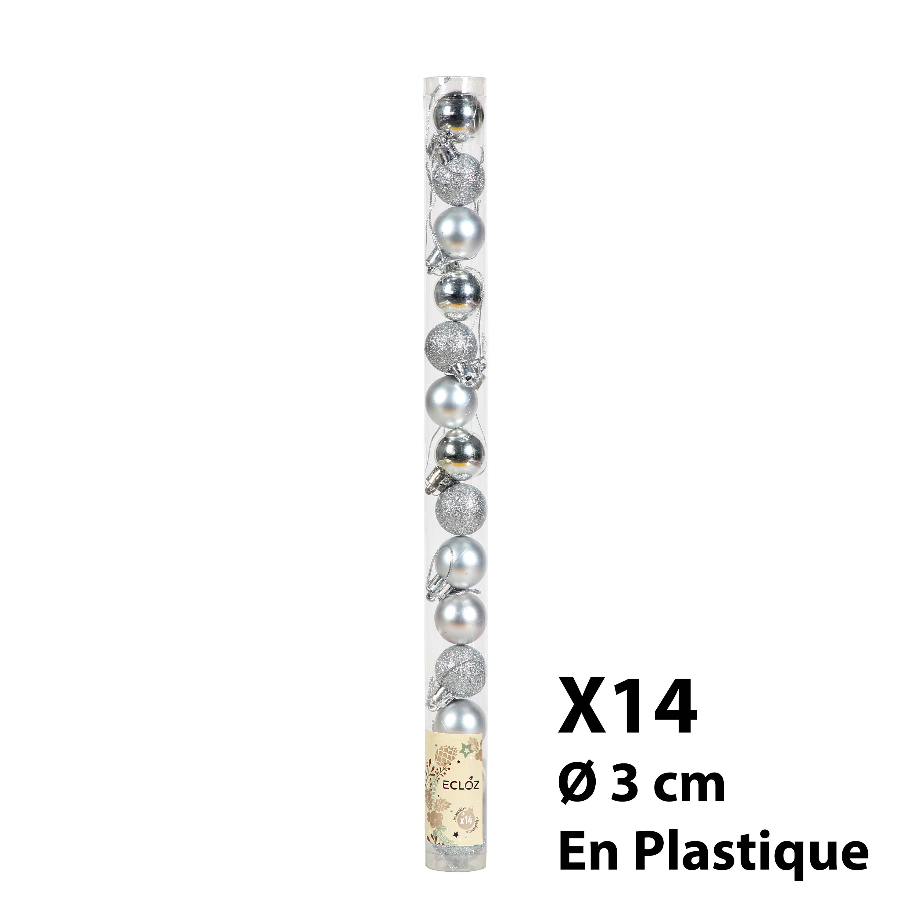 Ecloz - Lot de 10 boules de Noël incassables - argent - Ø 3 cm - ECLOZ - Image 5