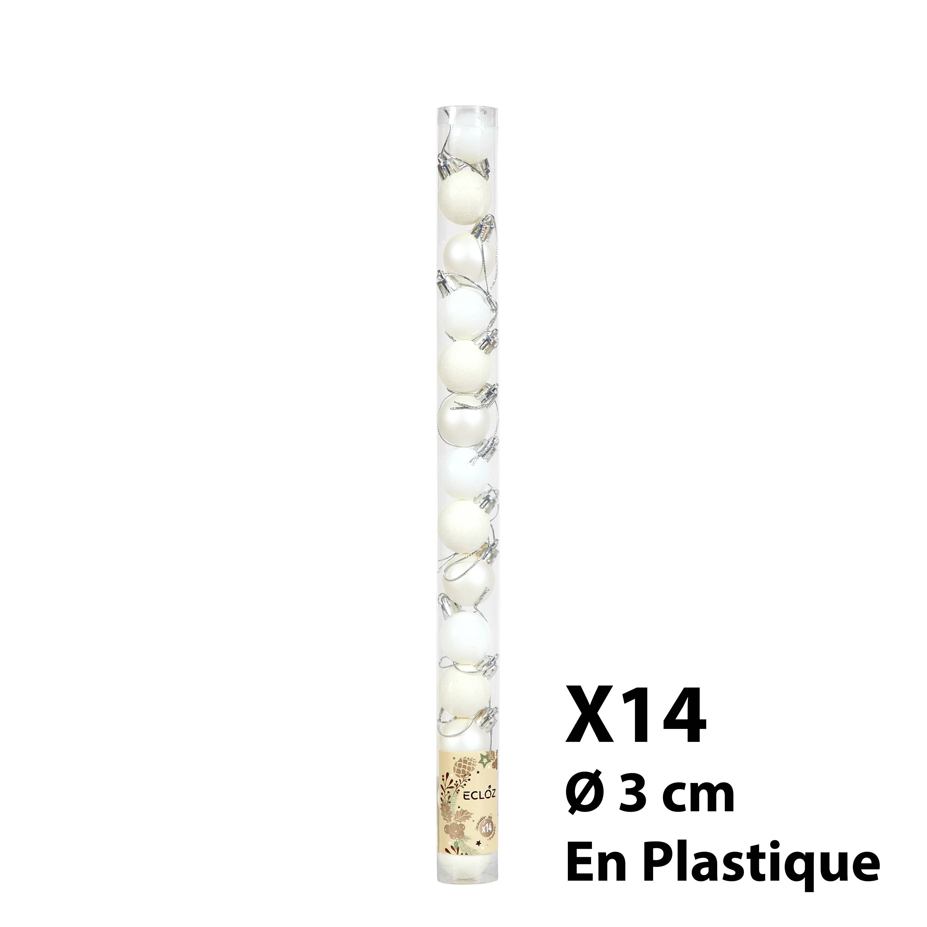 Ecloz - Lot de 10 boules de Noël incassables - blanc - Ø 3 cm - ECLOZ - Image 5