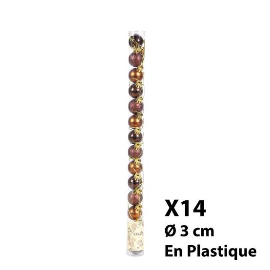 Ecloz - Lot de 10 boules de Noël incassables - marron - Ø 3 cm - ECLOZ - Image 2