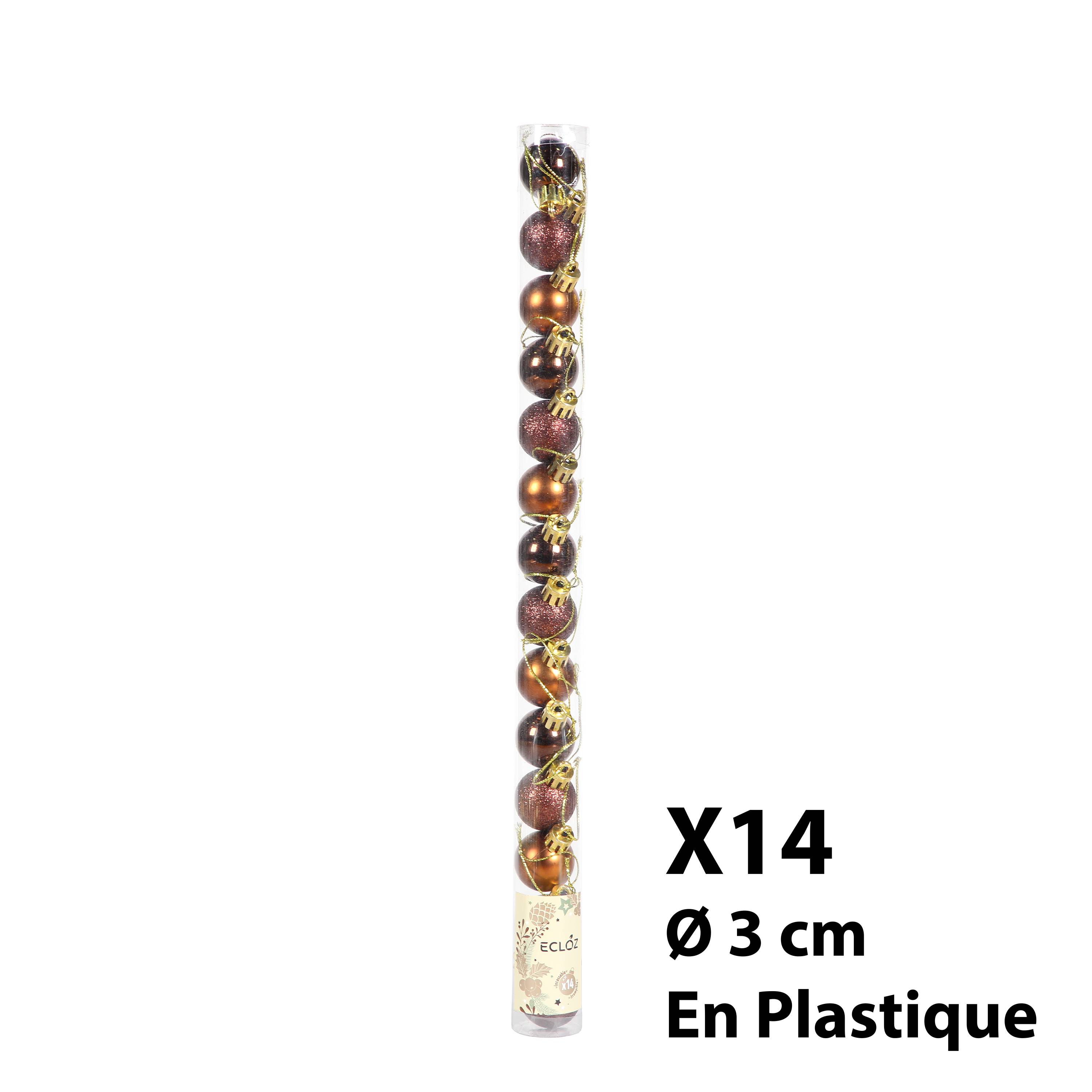 Ecloz - Lot de 10 boules de Noël incassables - marron - Ø 3 cm - ECLOZ - Image 2