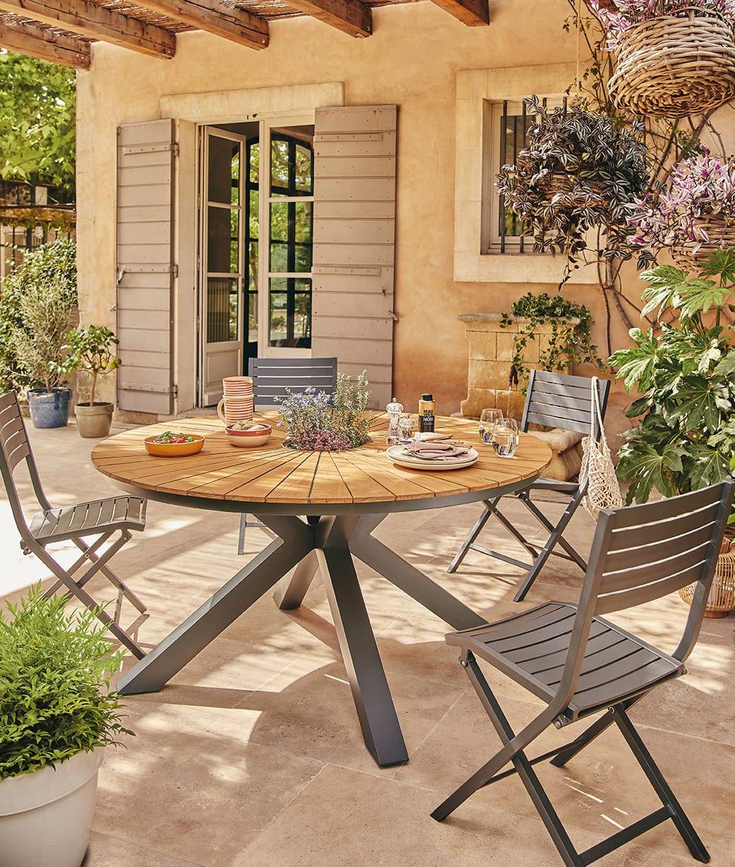 Ecloz - Table de jardin ronde végétalisable teck 6 personnes Flo ECLOZ - Image 5