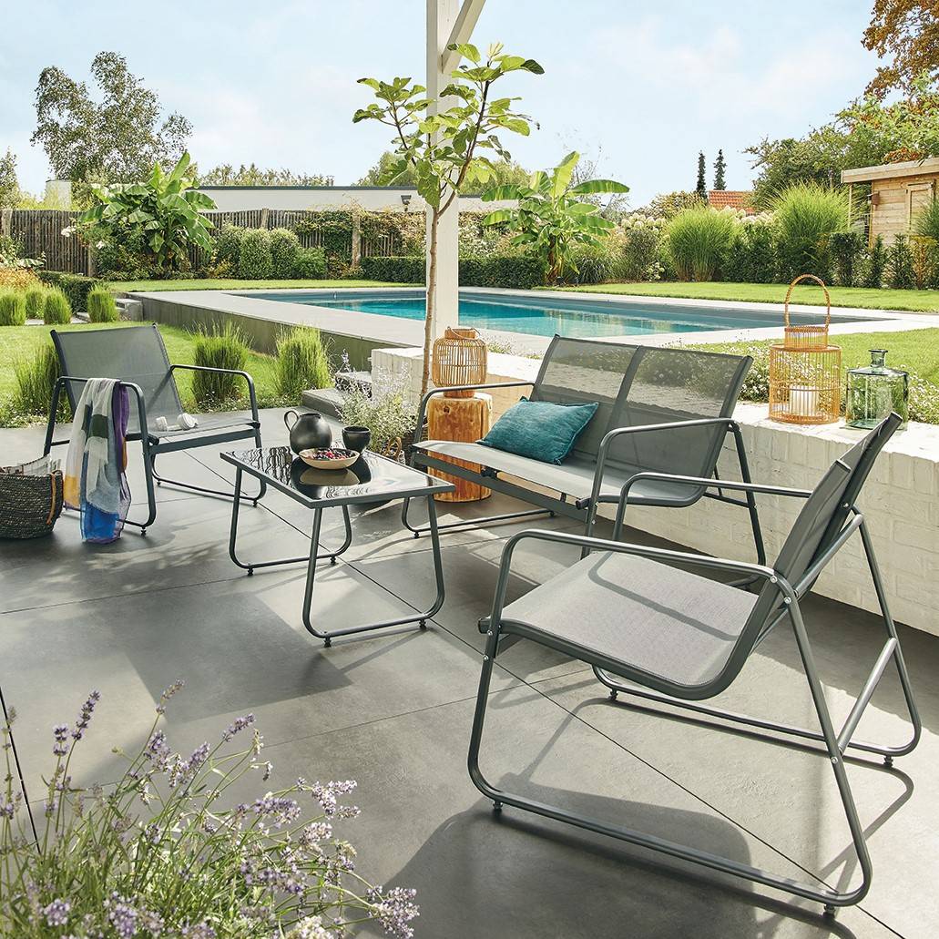 Ecloz - Salon de jardin détente acier 4 personnes Bono Campo ECLOZ