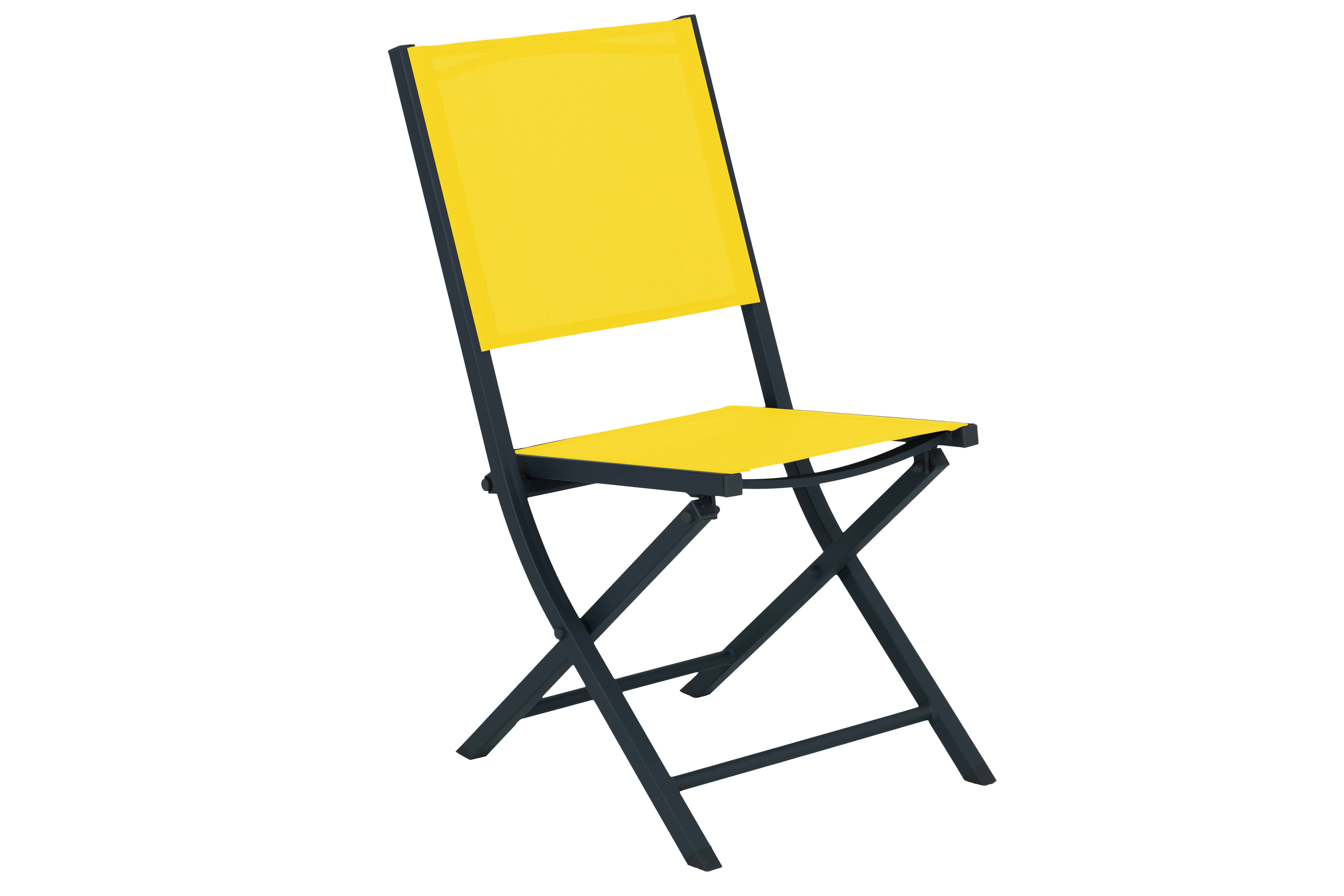 Ecloz - Chaise de jardin pliante alu textilène jaune Dani - ECLOZ