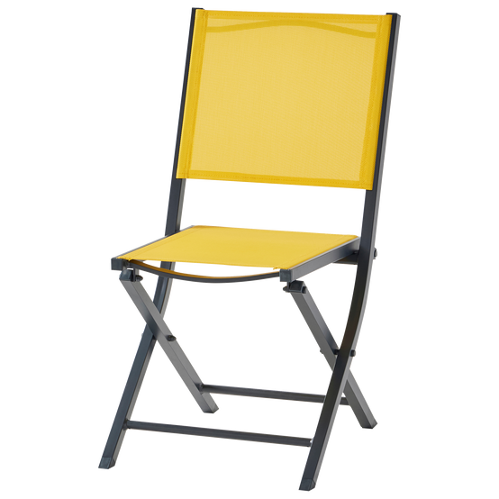 Ecloz - Chaise de jardin pliante alu textilène jaune Dani - ECLOZ - Image 4