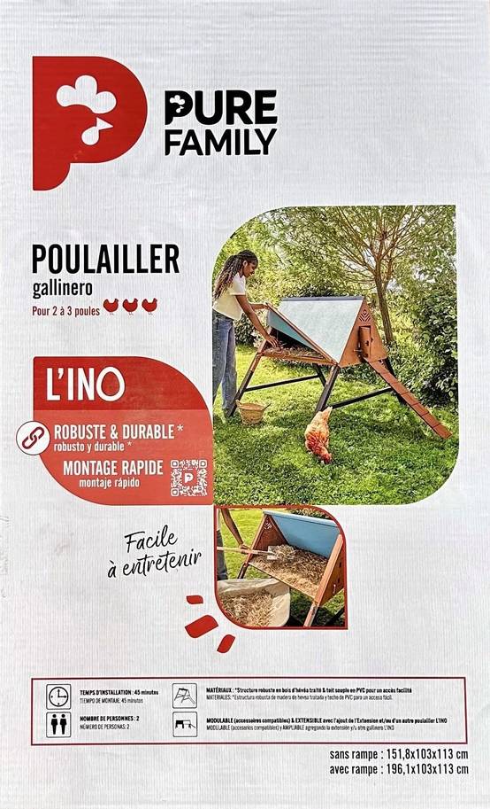 Pure Family - Poulailler en bois surélevé L'Ino 3 poules - Pure Family - Image 4