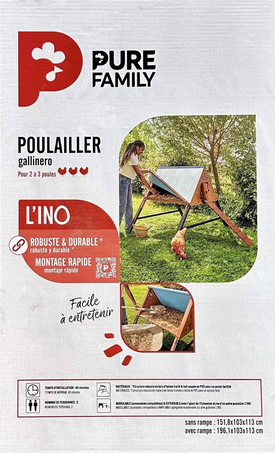 Pure Family - Poulailler en bois surélevé L'Ino 3 poules - Pure Family - Image 4