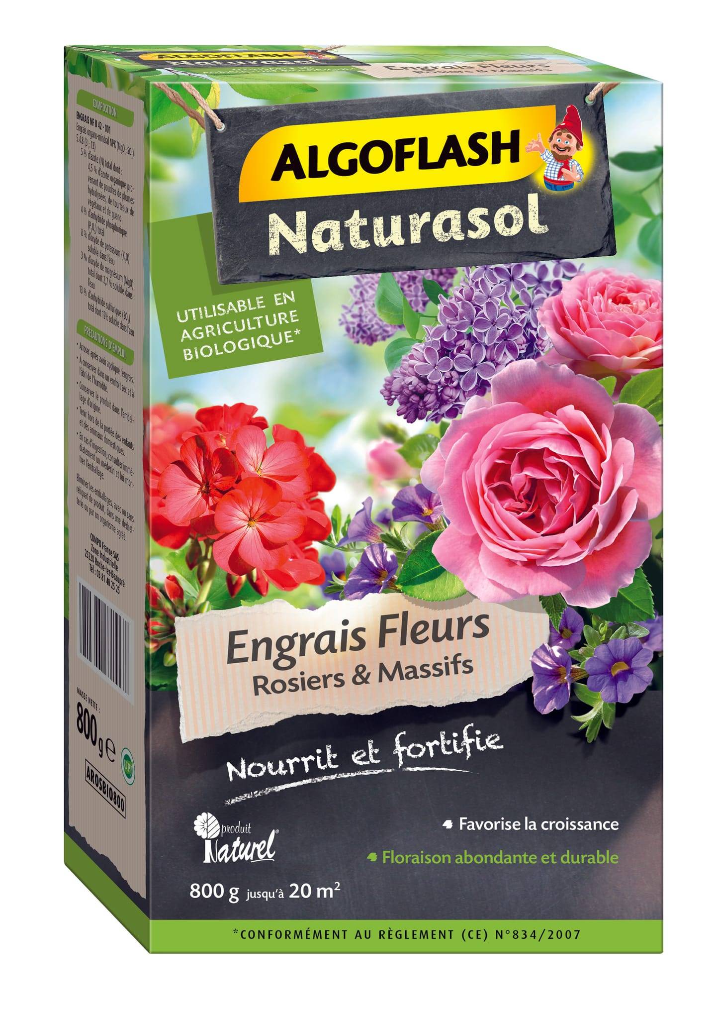 Algoflash Naturasol - Engrais Rosiers et Plantes Fleuries 800g - ALGOFLASH - Image 1