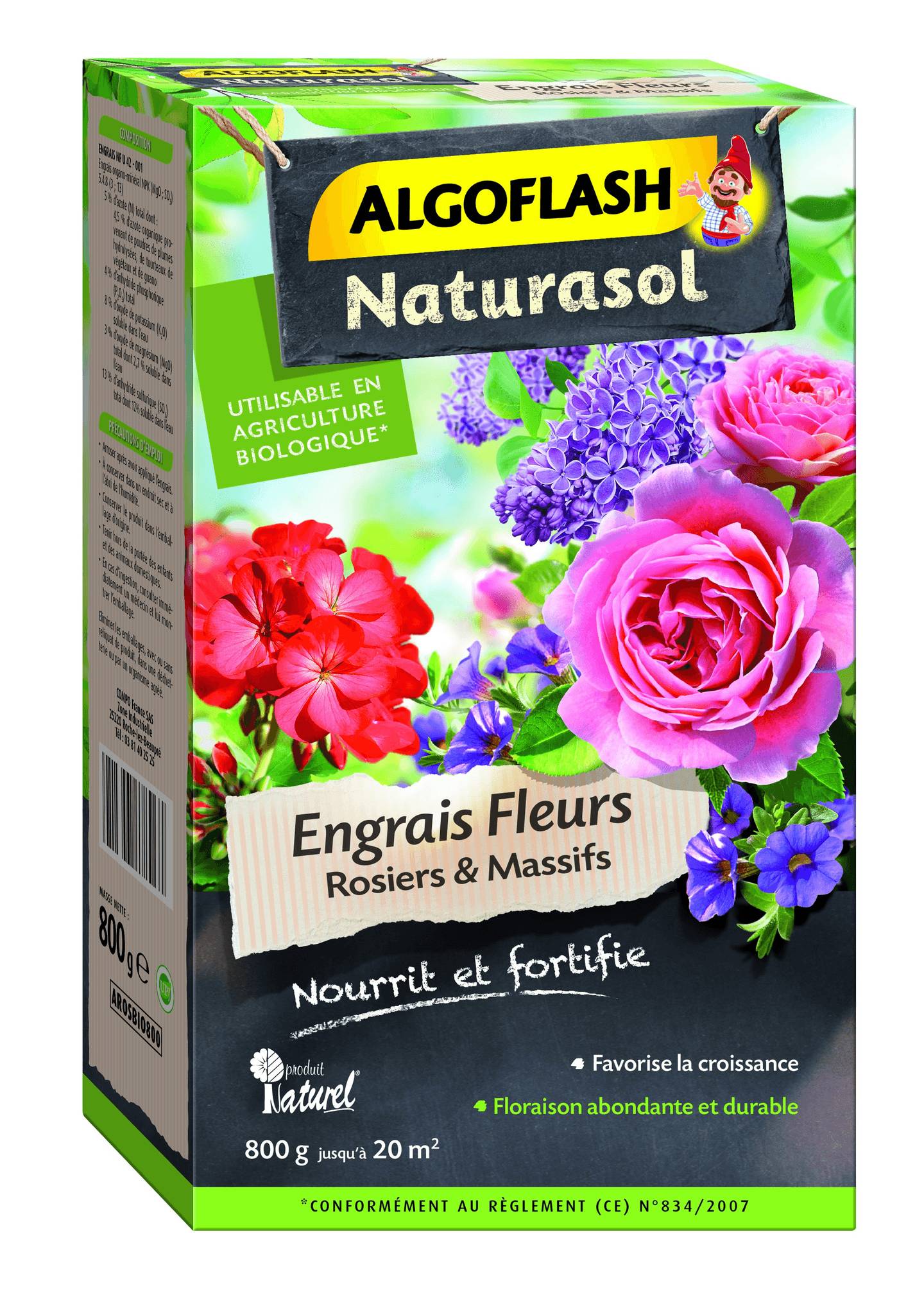 Algoflash Naturasol - Engrais Rosiers et Plantes Fleuries 800g - ALGOFLASH - Image 2
